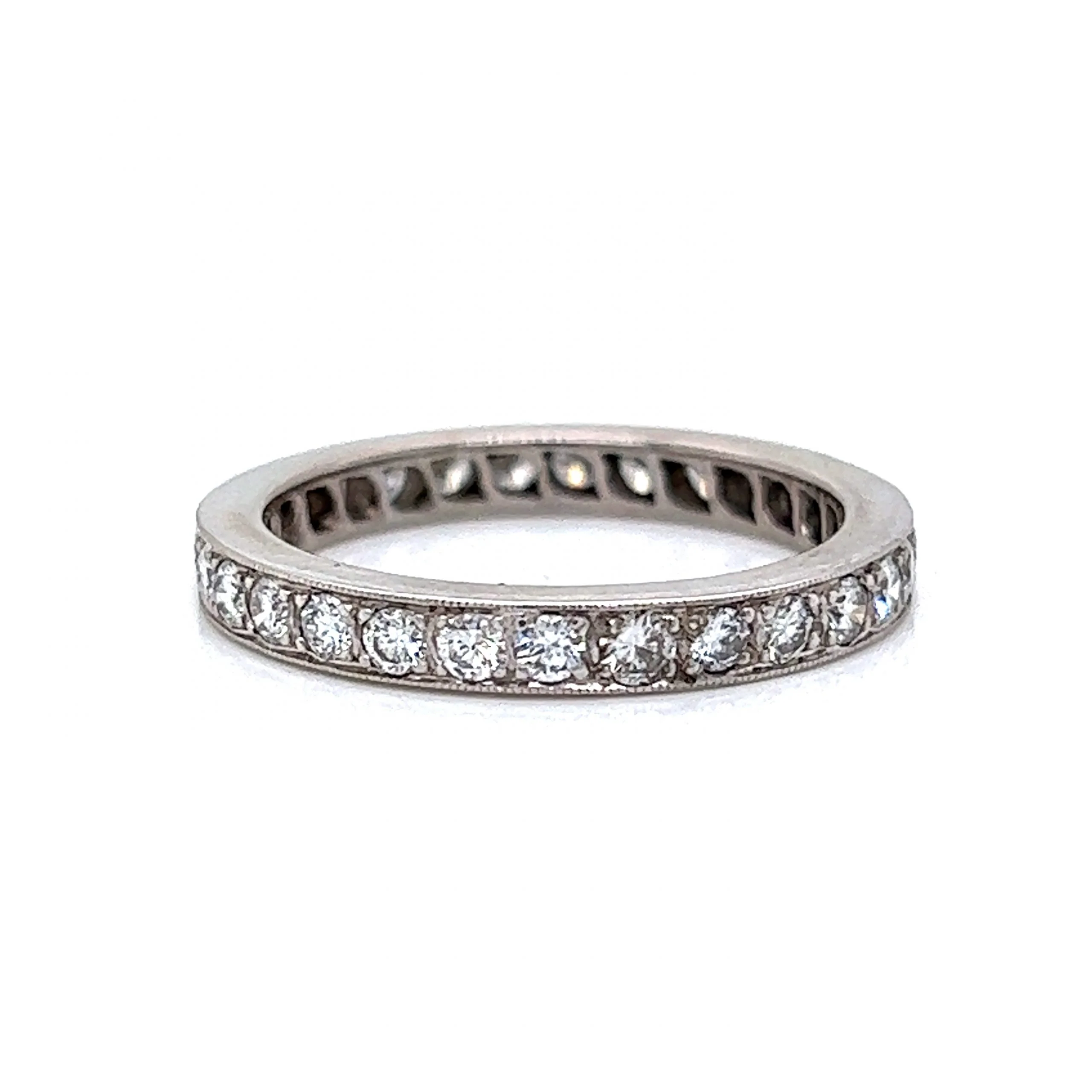 Vintage Inspired Diamond Eternity Band in 14k White Gold