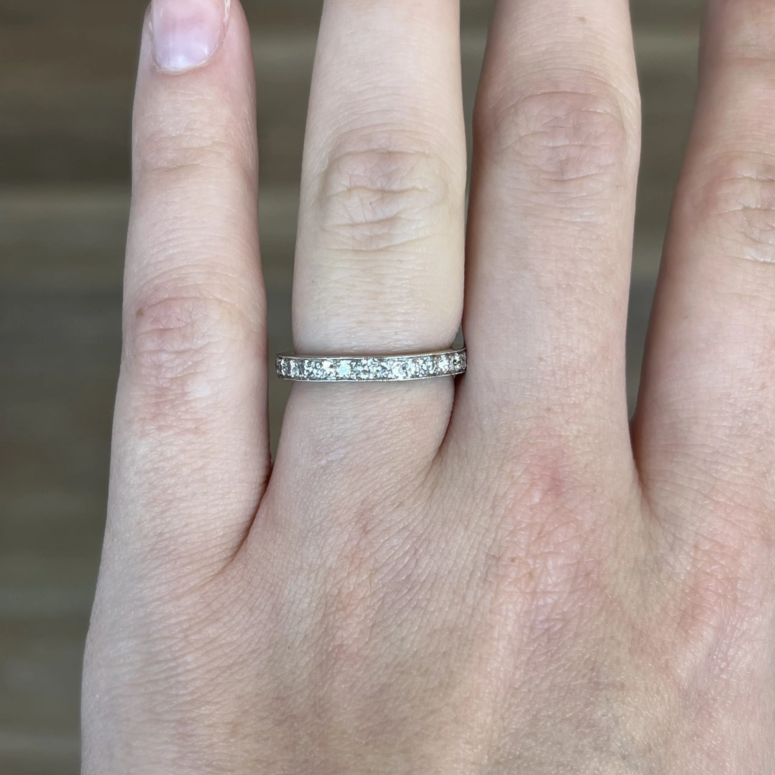 Vintage Inspired Diamond Eternity Band in 14k White Gold - Image 6