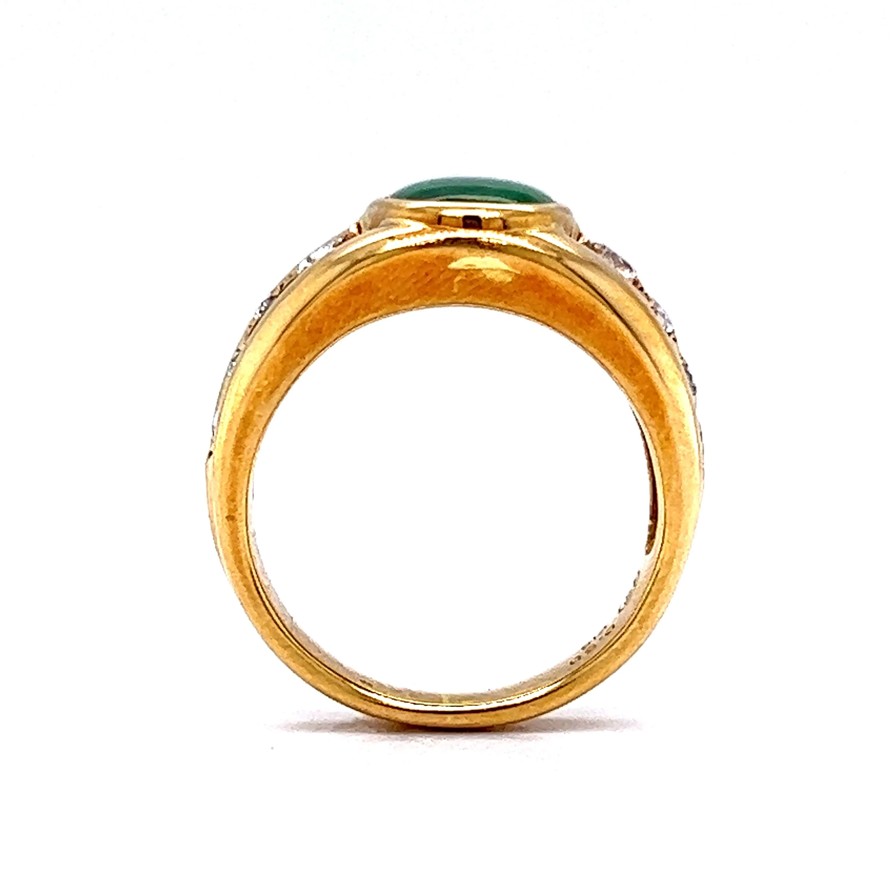 Vintage Inspired Jade & Diamond Ring in 18k Yellow Gold - Image 4