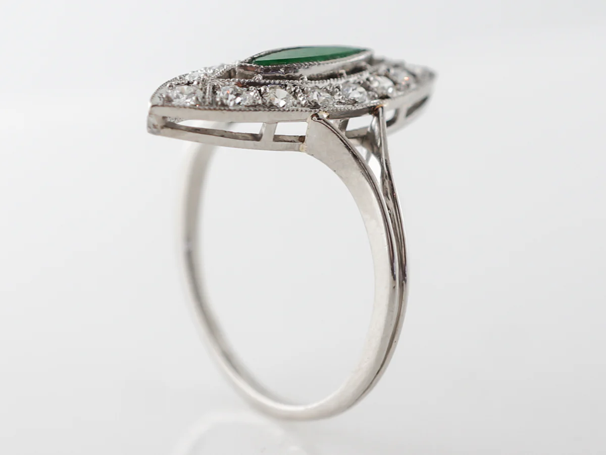 Vintage Jade & Diamond Deco Ring in Platinum - Image 4