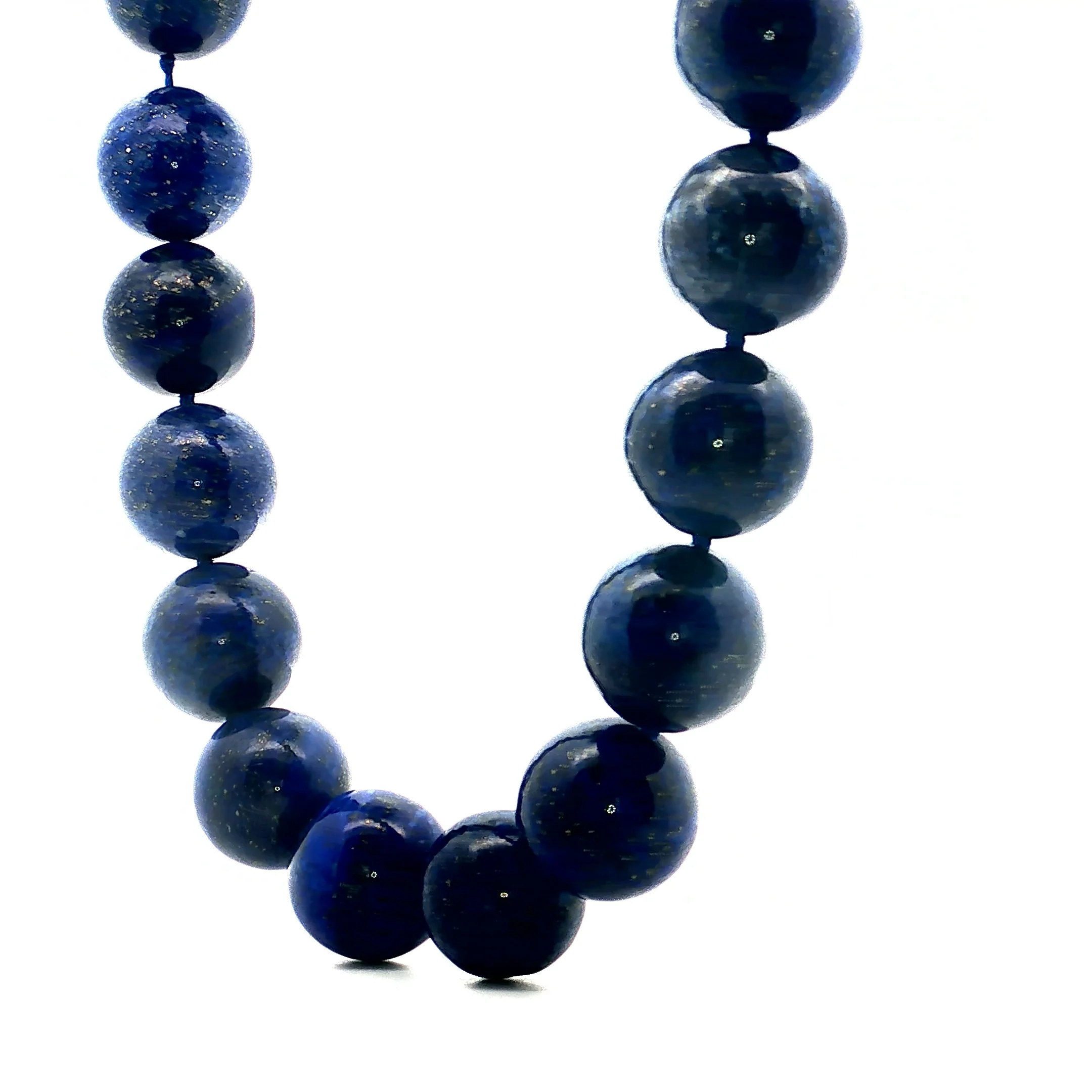 Vintage Lapis Lazuli Bead Necklace in 14k Yellow Gold - Image 2