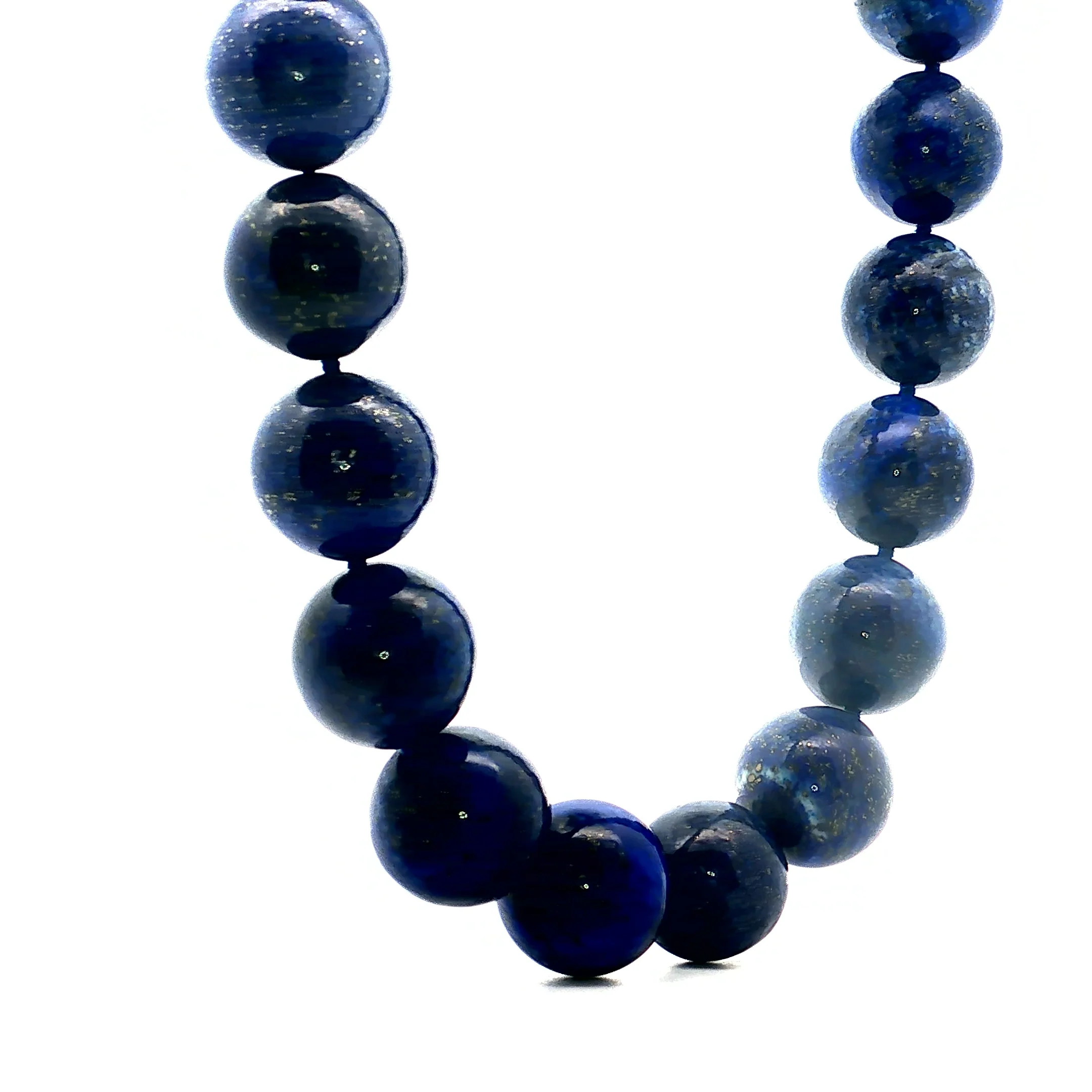 Vintage Lapis Lazuli Bead Necklace in 14k Yellow Gold - Image 3