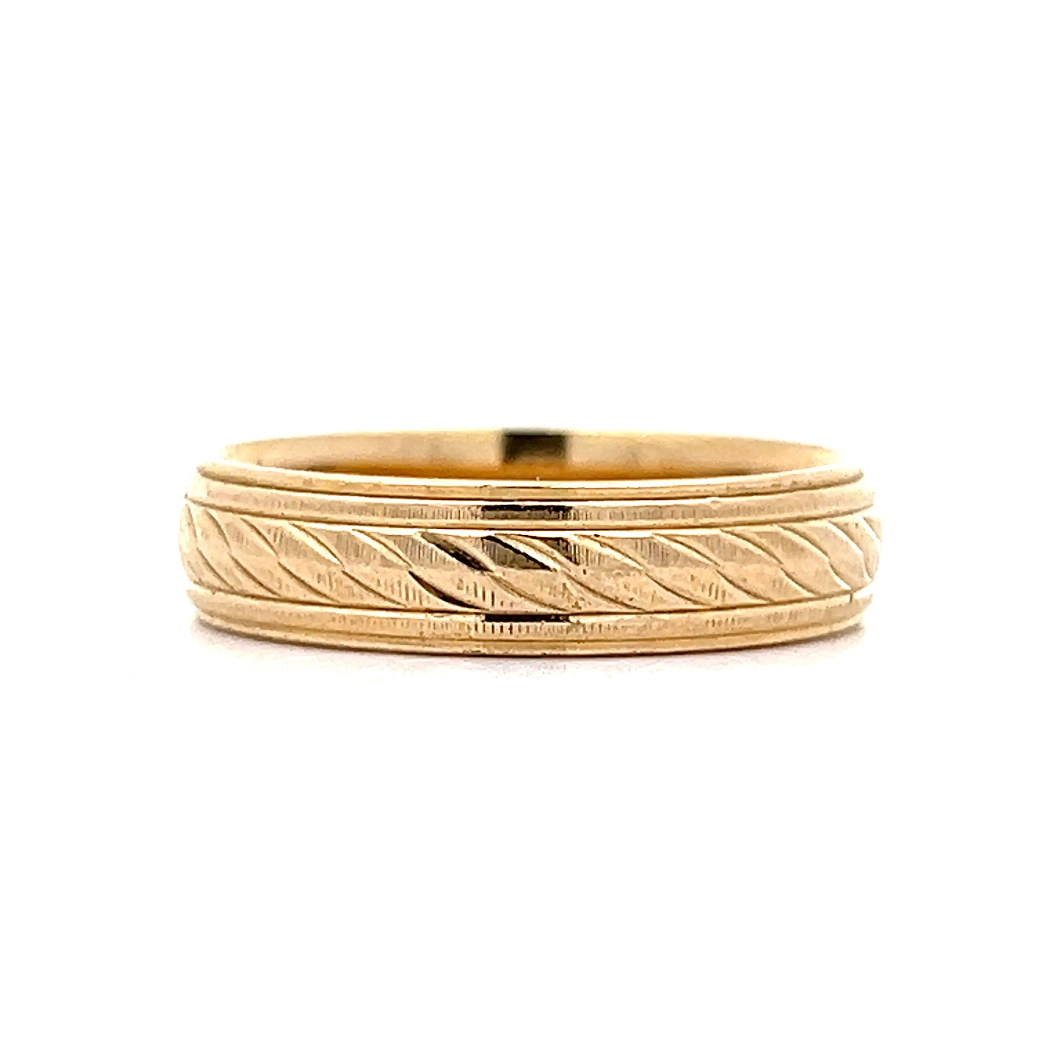 Vintage Men's 5mm Textured Wedding Band in 14k