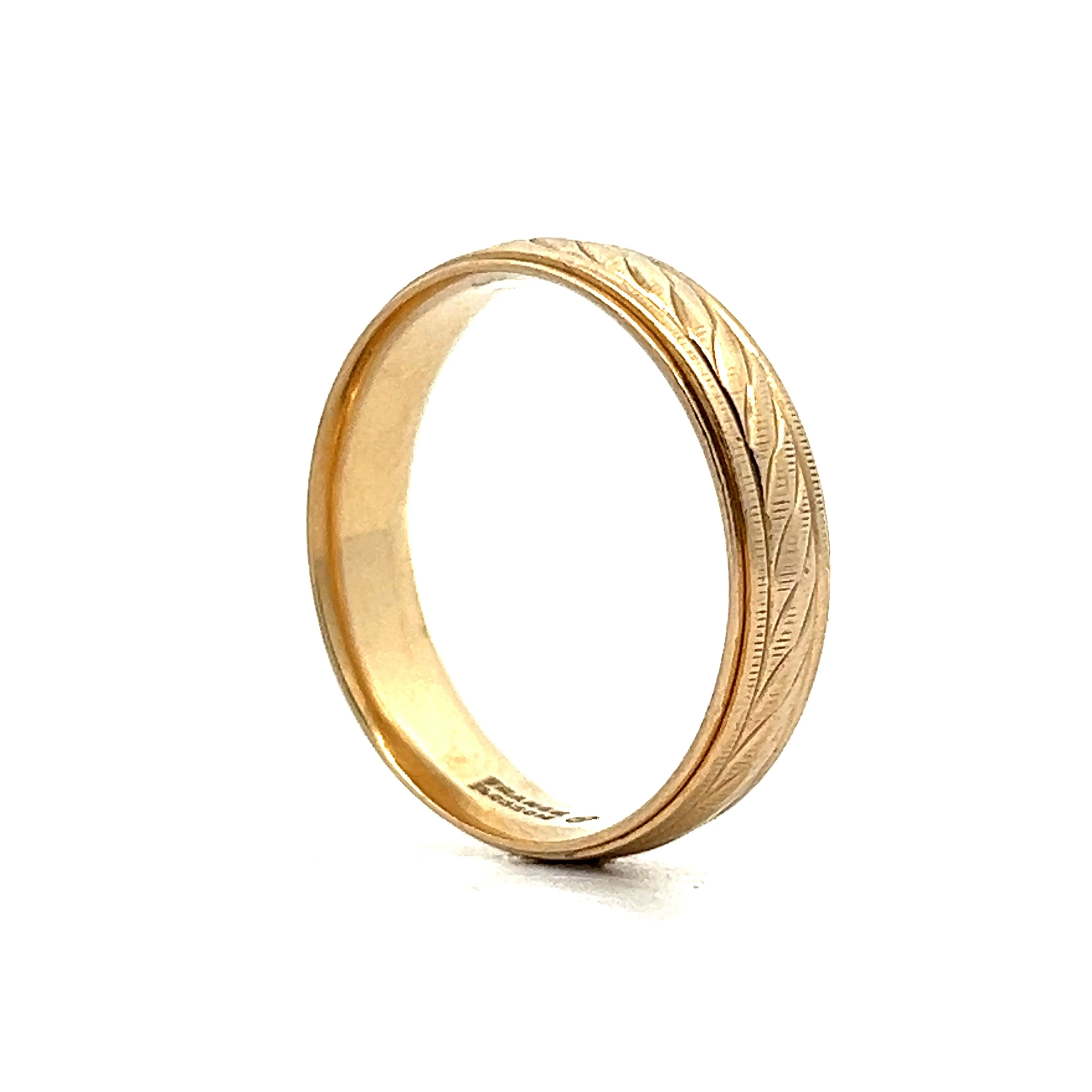 Vintage Men's 5mm Textured Wedding Band in 14k - Image 5