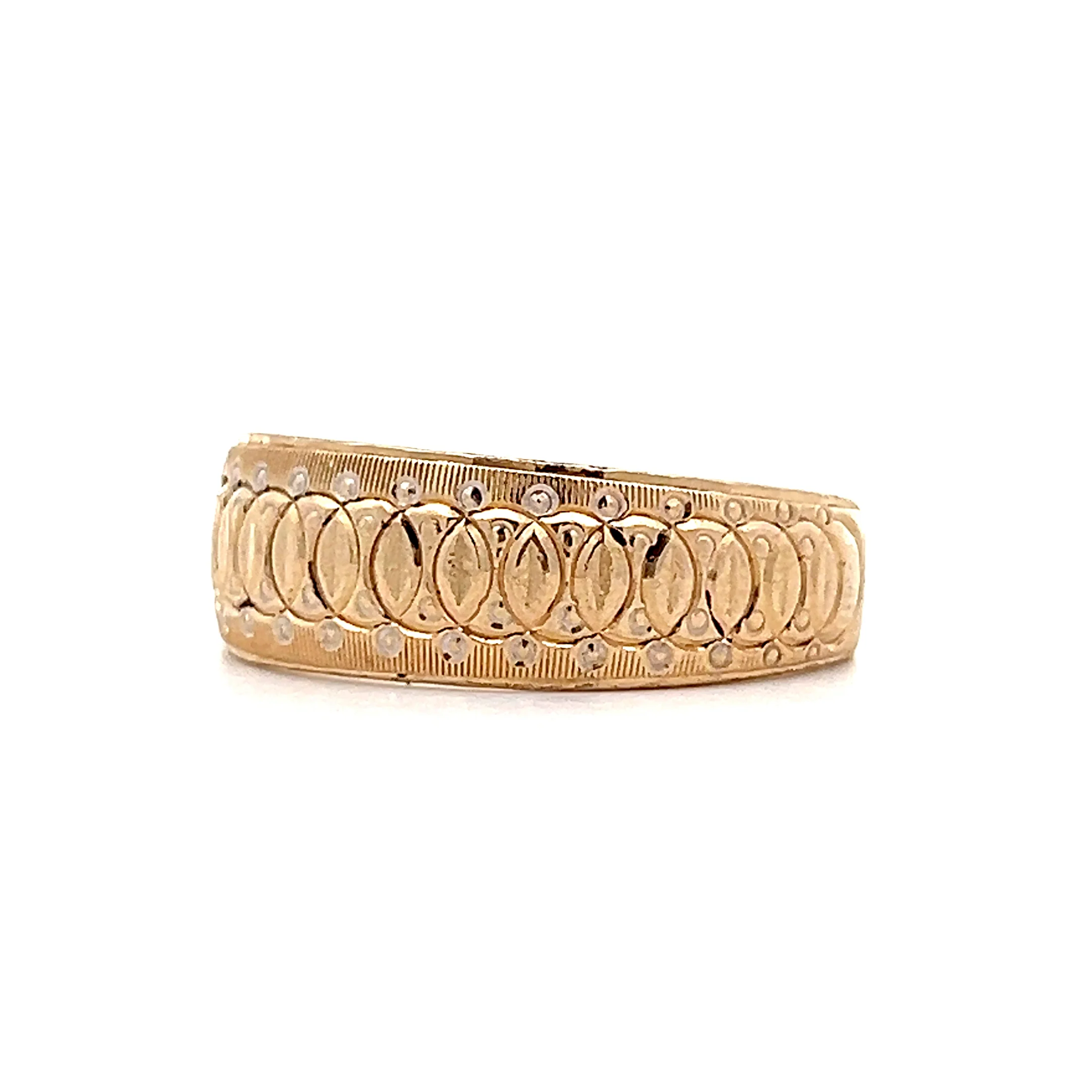 Vintage Mens Circular Engraving Wedding Band 14k - Image 2