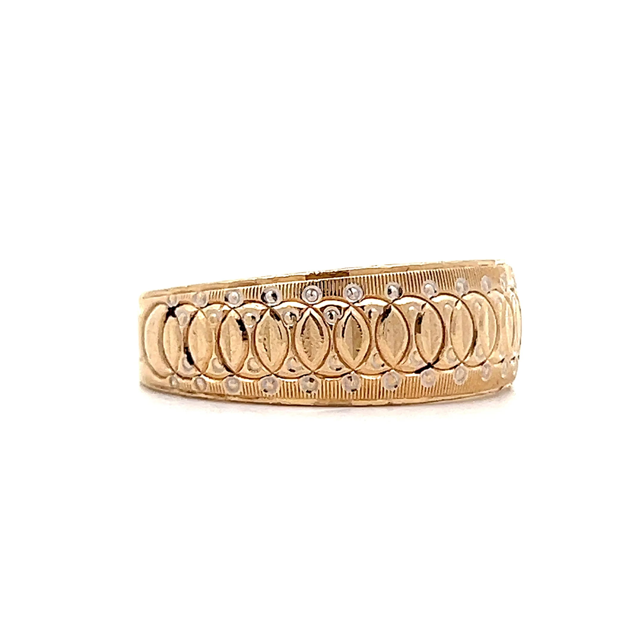 Vintage Mens Circular Engraving Wedding Band 14k - Image 3