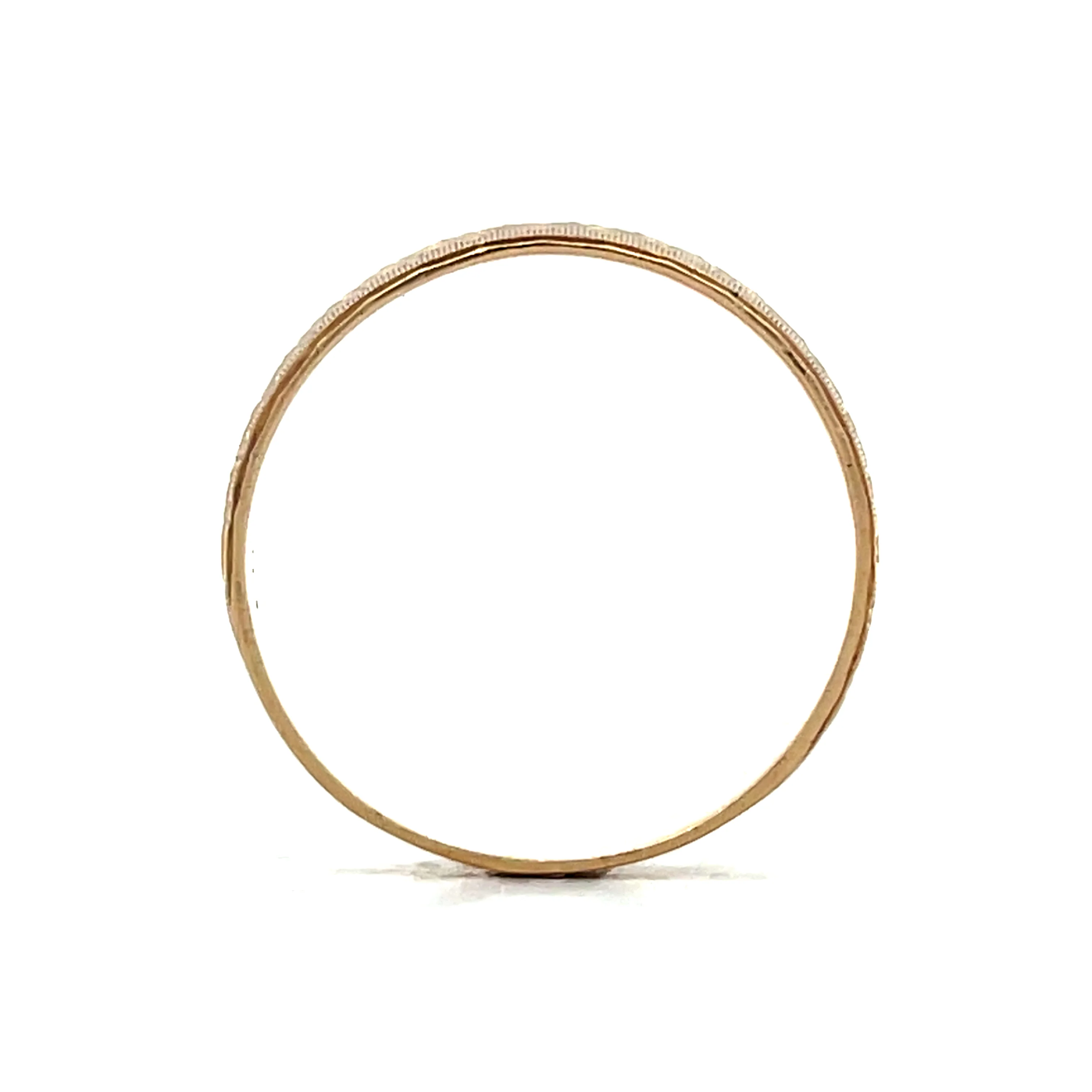 Vintage Mens Circular Engraving Wedding Band 14k - Image 4