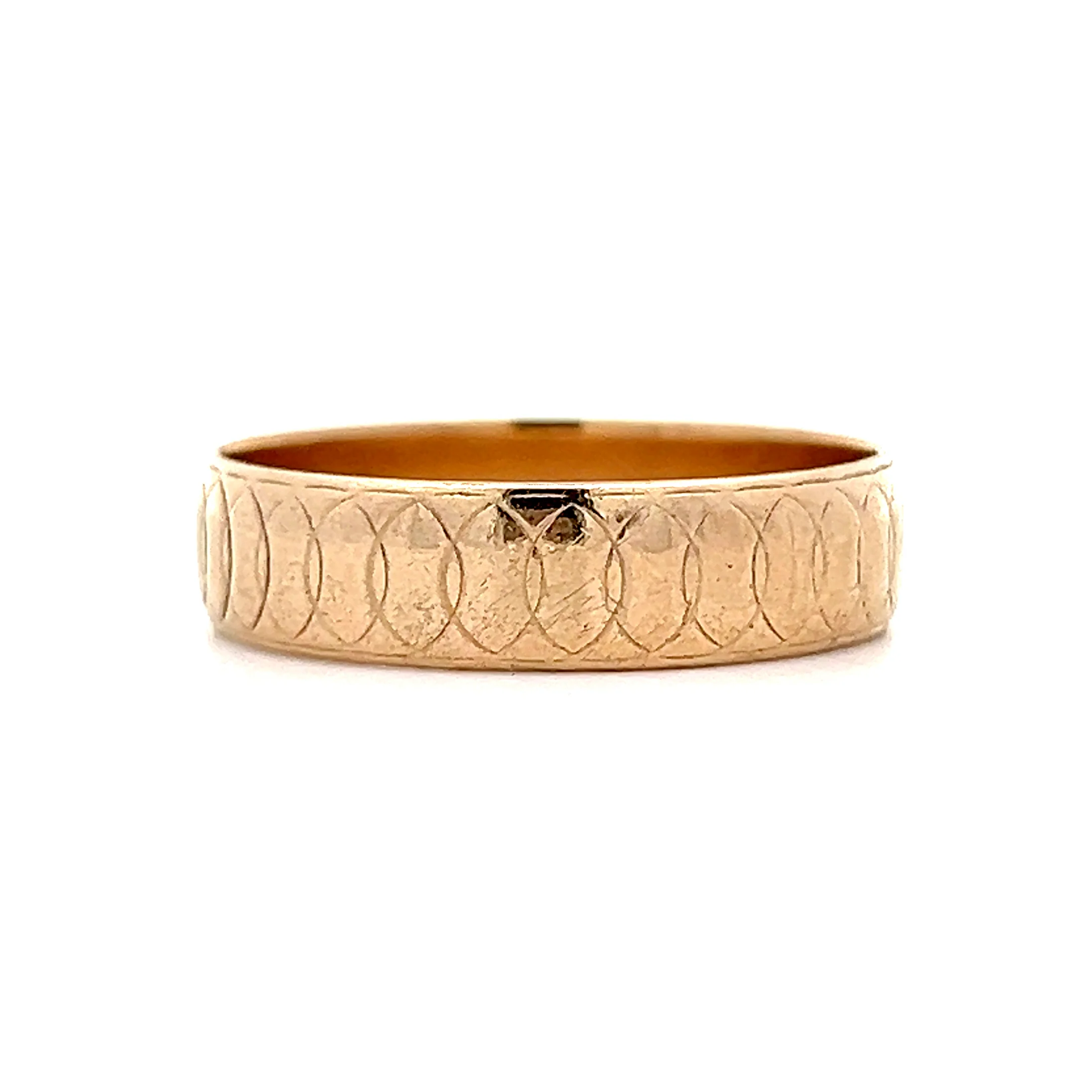 Vintage Mens Geometric Engraved Wedding Band 14k - Image 2