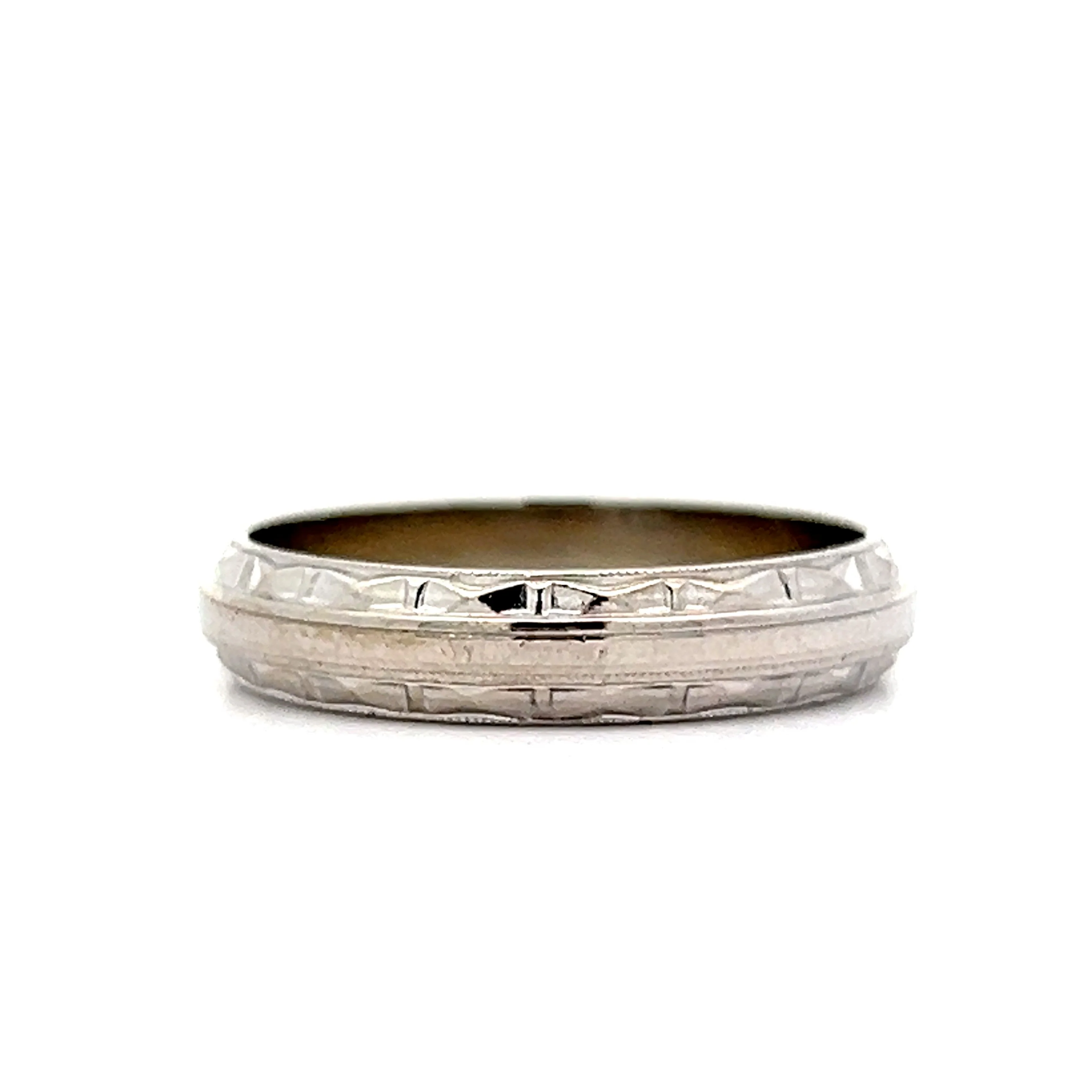 Vintage Mens Geometric Wedding Band in 14k
