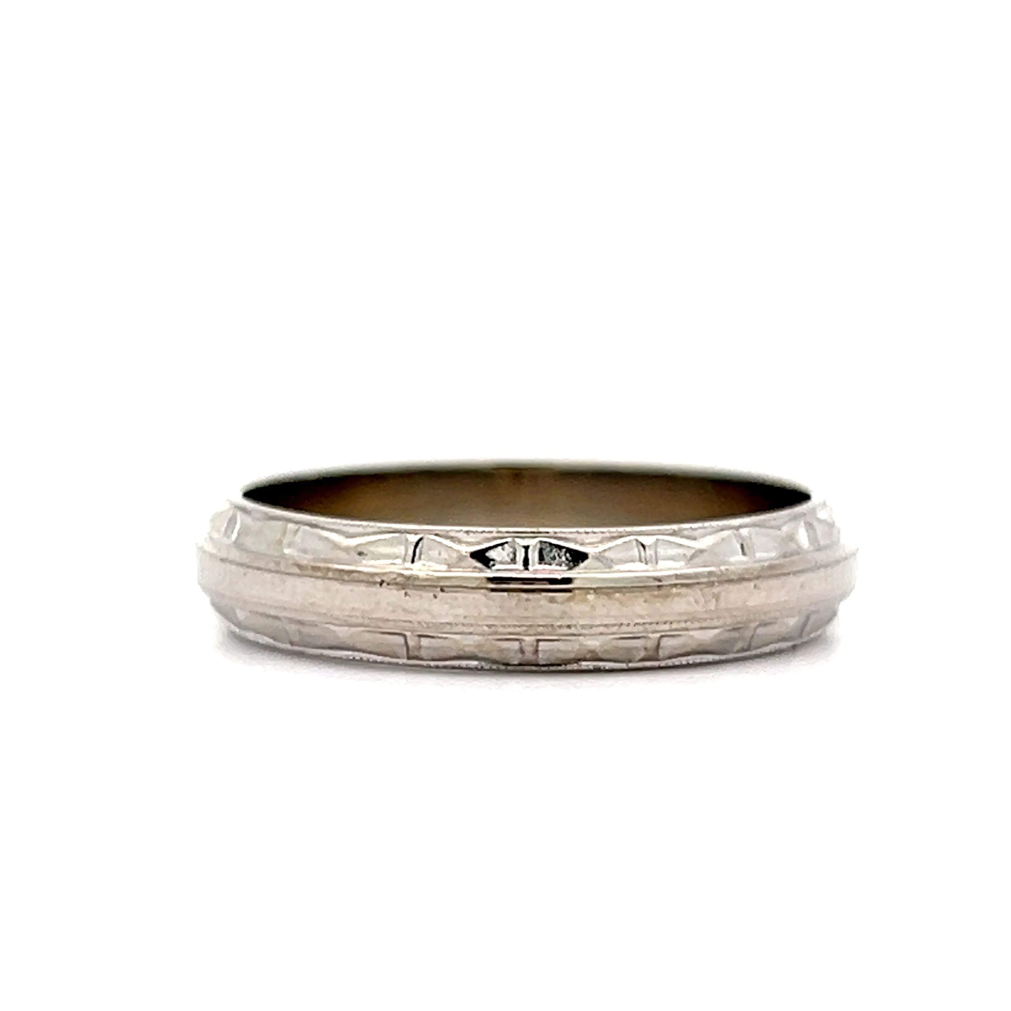 Vintage Mens Geometric Wedding Band in 14k - Image 2