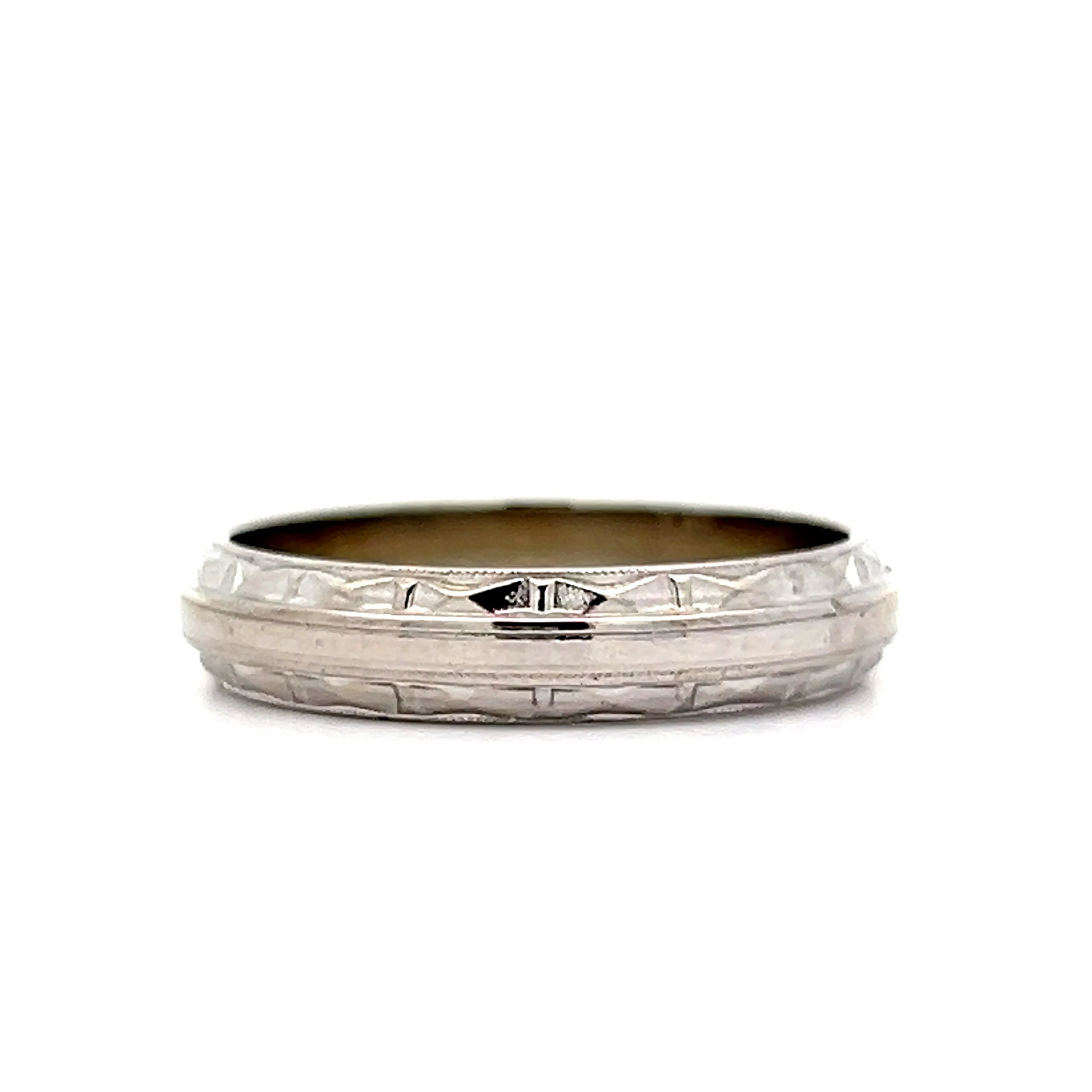 Vintage Mens Geometric Wedding Band in 14k - Image 3