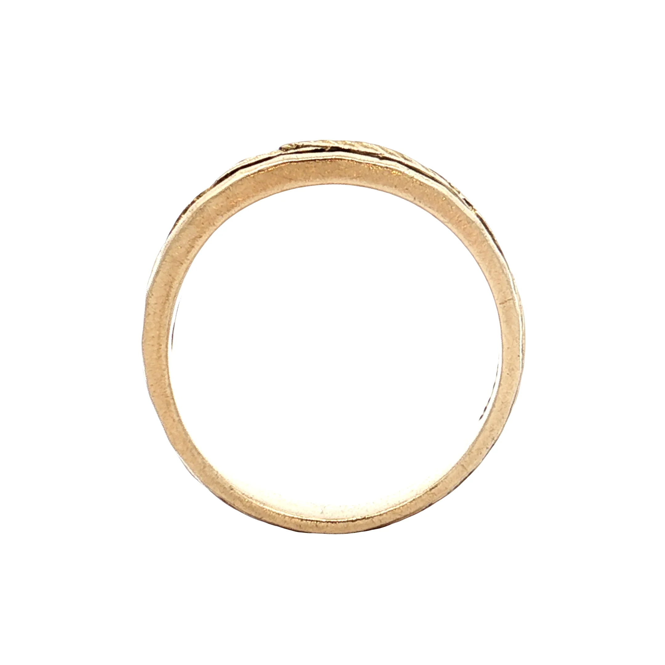 Vintage Mens Leaf Wedding Band 14k Yellow Gold - Image 4