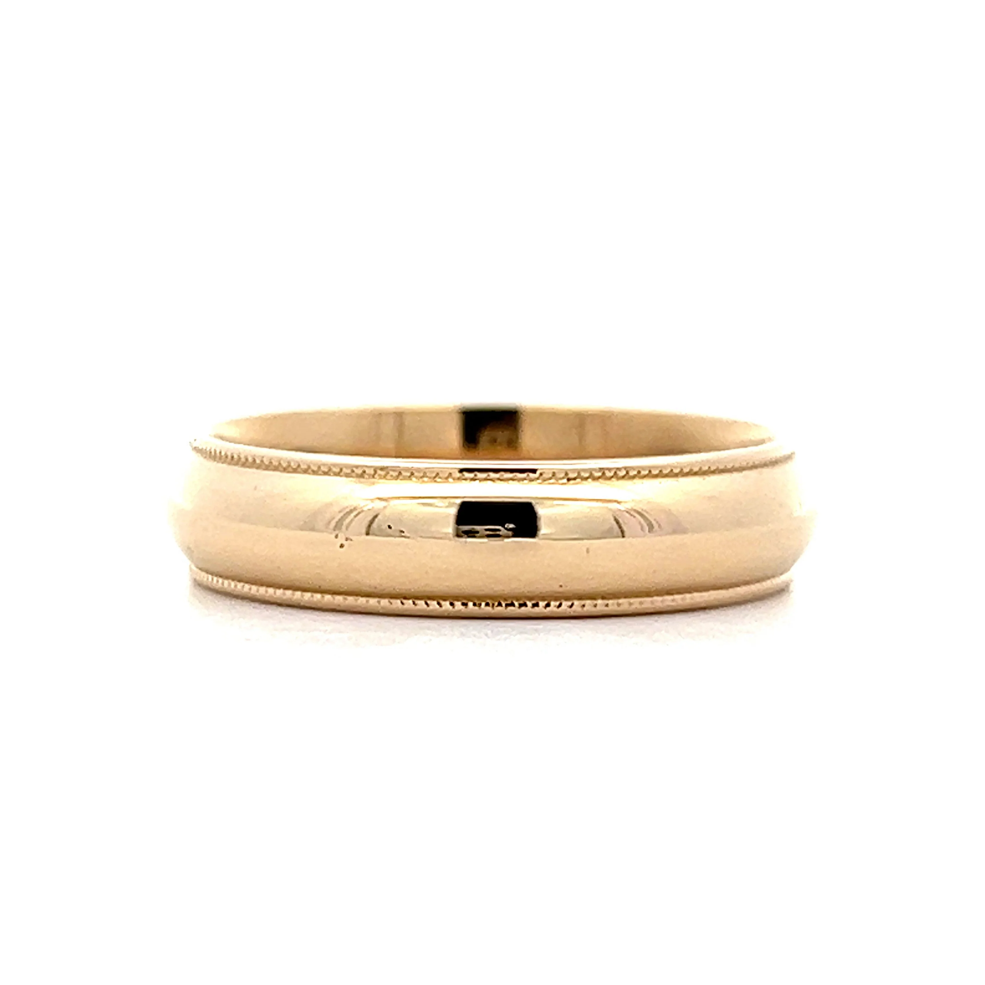 Vintage Men's Milgrain Wedding Band in 14k Yellow Gold - Image 3