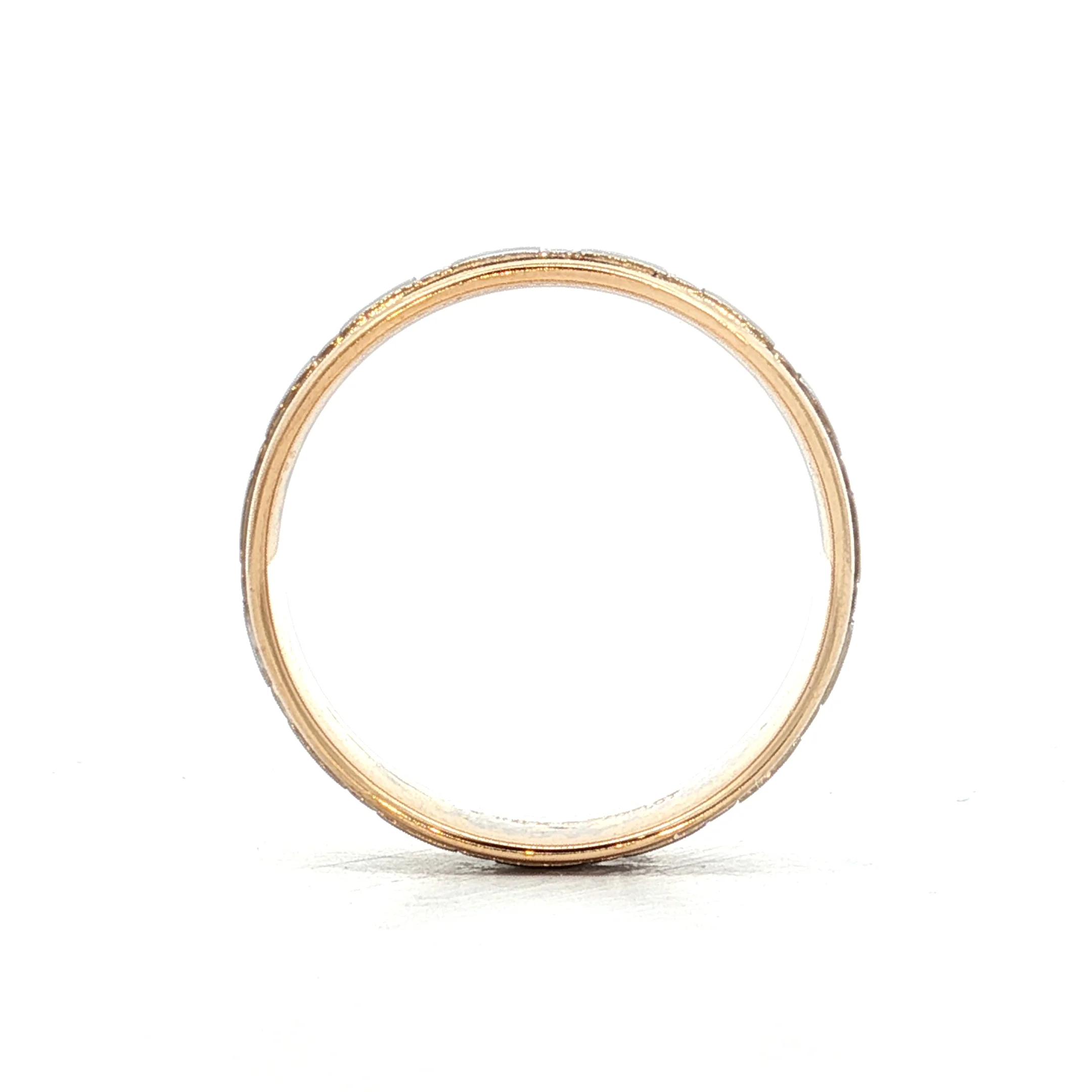 Vintage Mens Retro Geometric Two-Tone Wedding Band 14k - Image 5