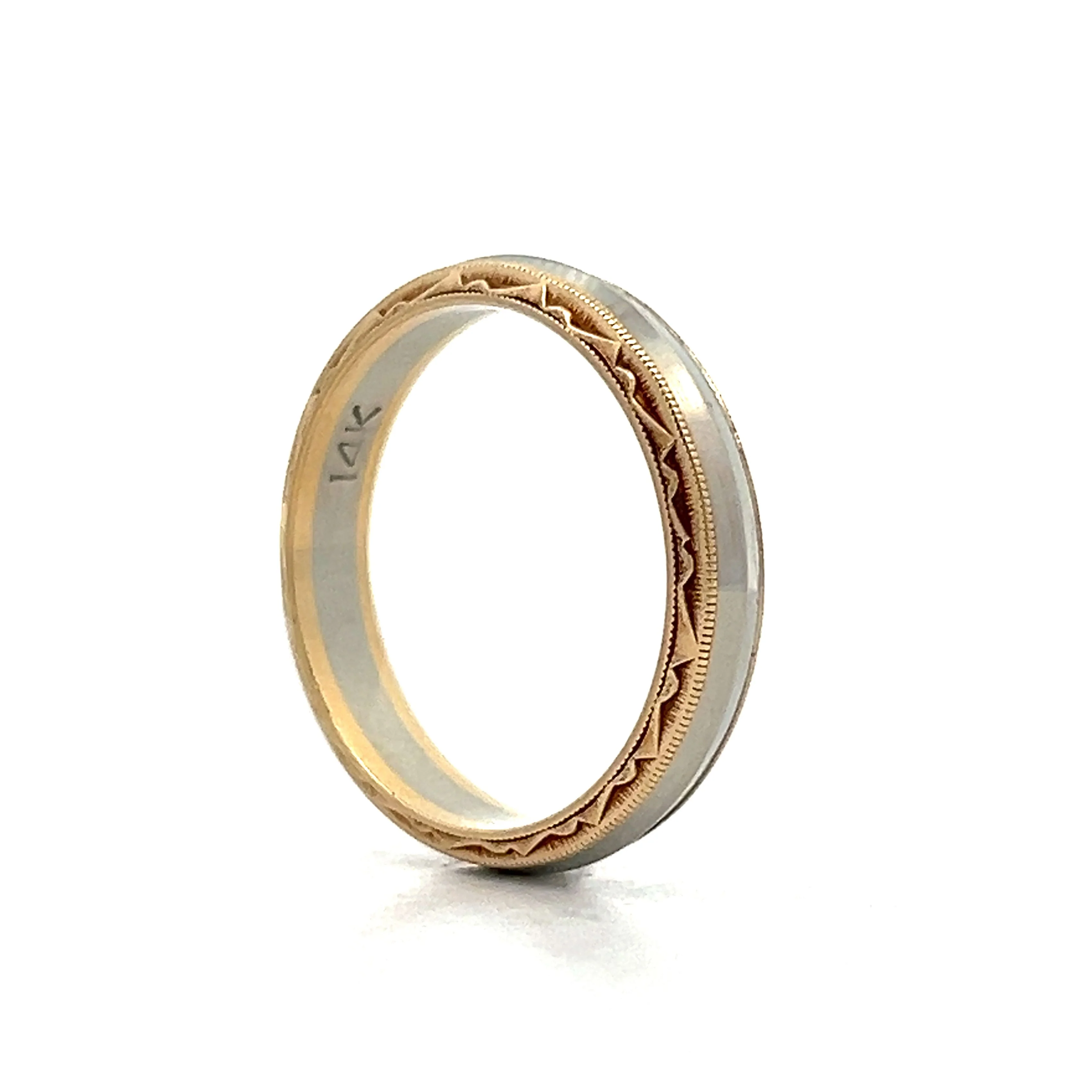 Vintage Men's Two-Tone Wedding Band in 14k - Image 5