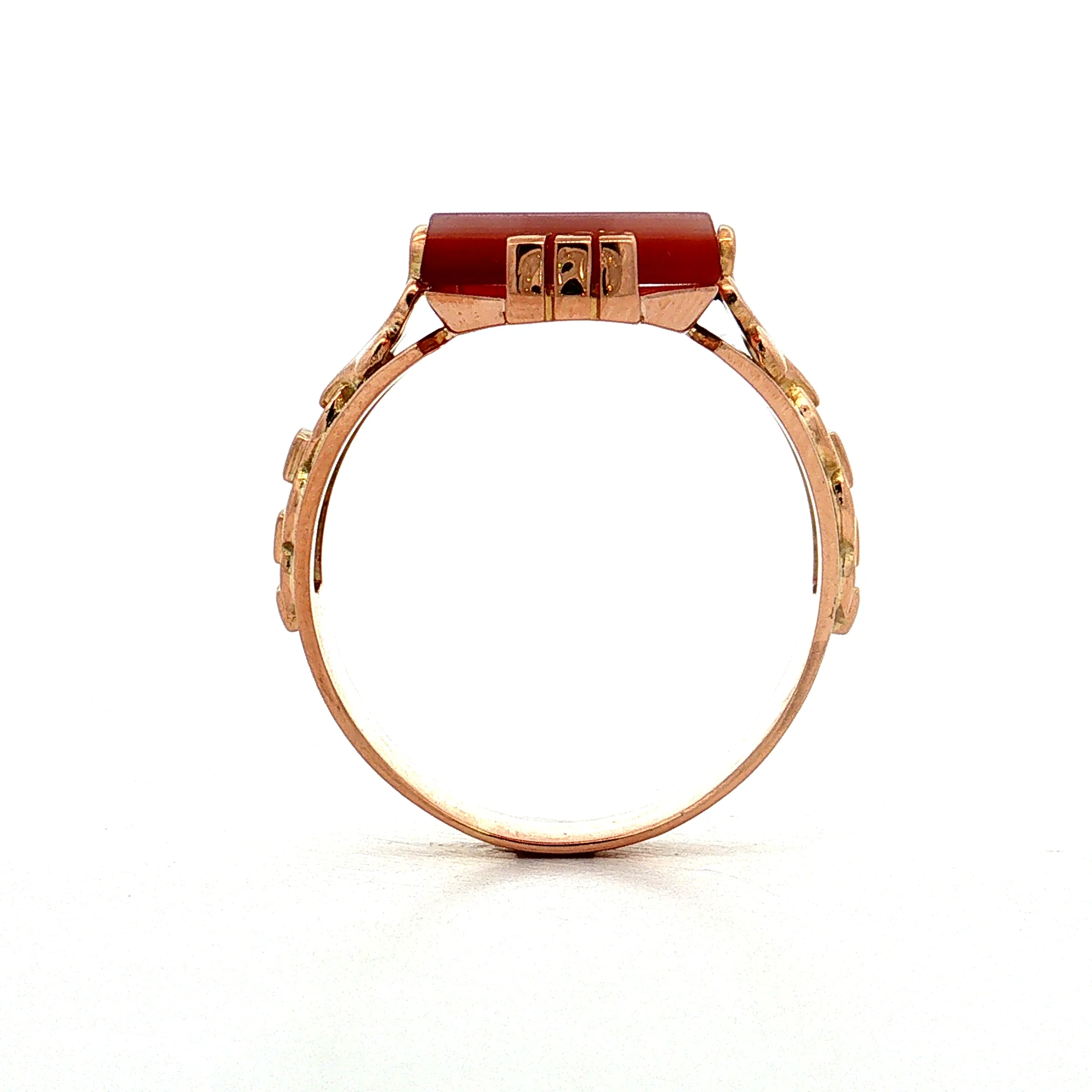 Vintage Mid-Century Agate Cocktail Ring 14k Rose Gold - Image 4