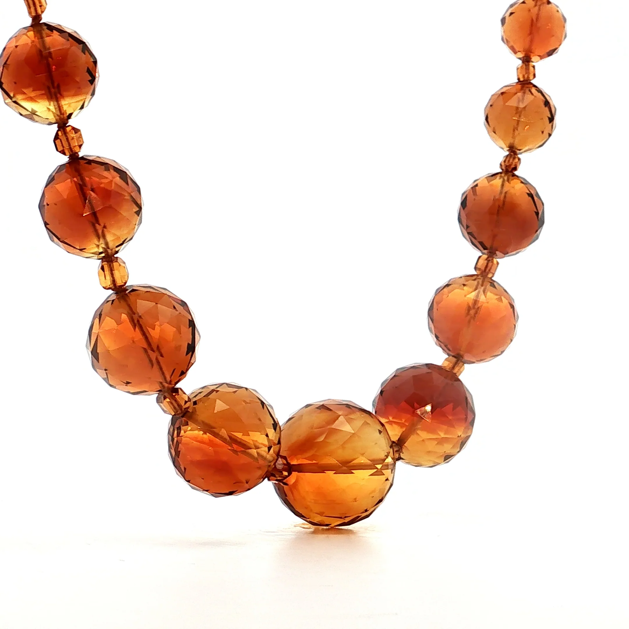 Vintage Mid-Century Citrine Bead Necklace in 14k - Image 3
