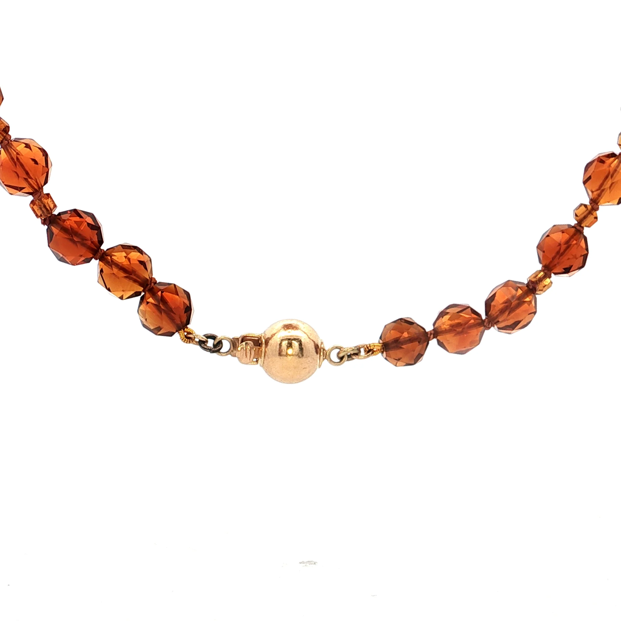 Vintage Mid-Century Citrine Bead Necklace in 14k - Image 4