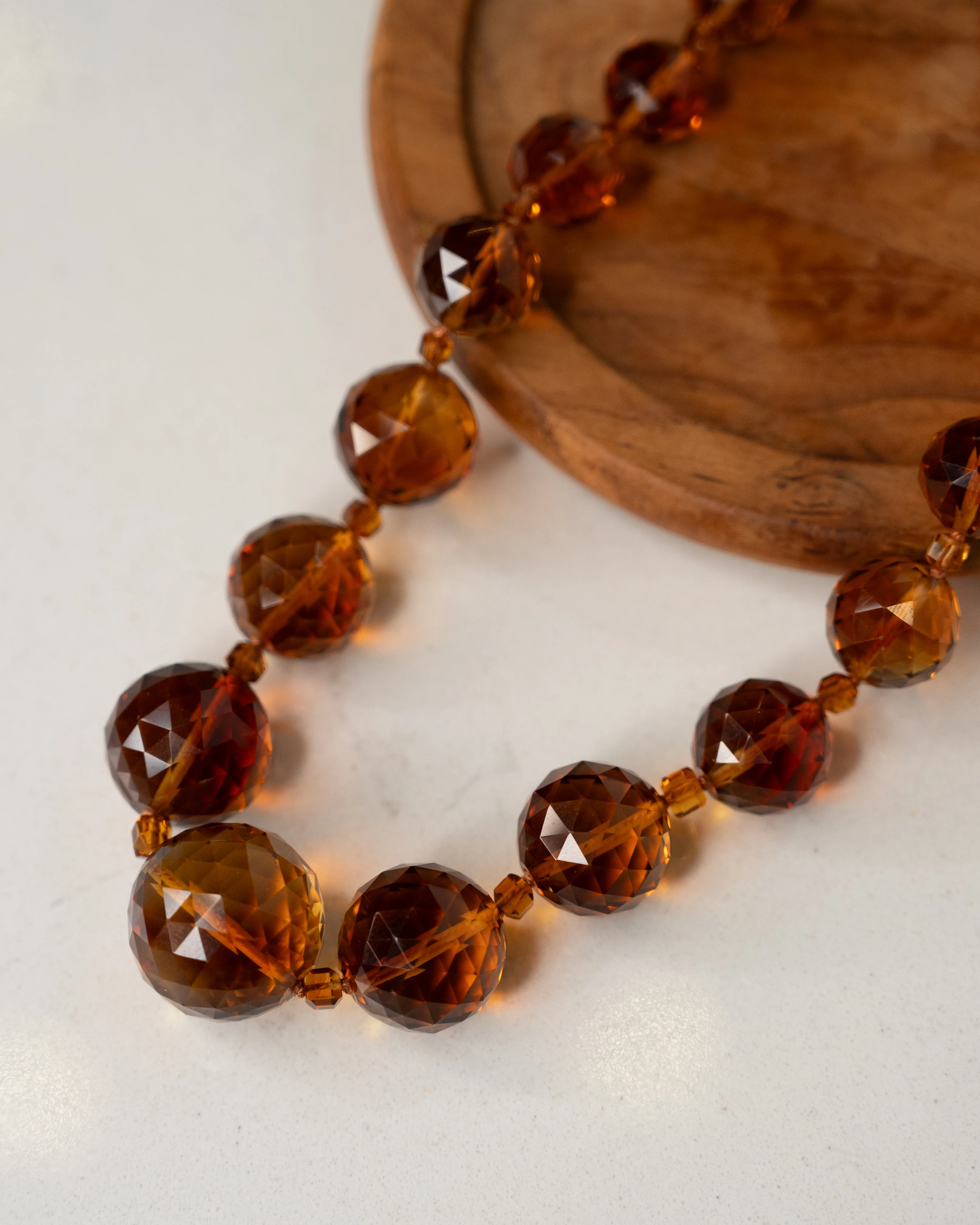 Vintage Mid-Century Citrine Bead Necklace in 14k - Image 5