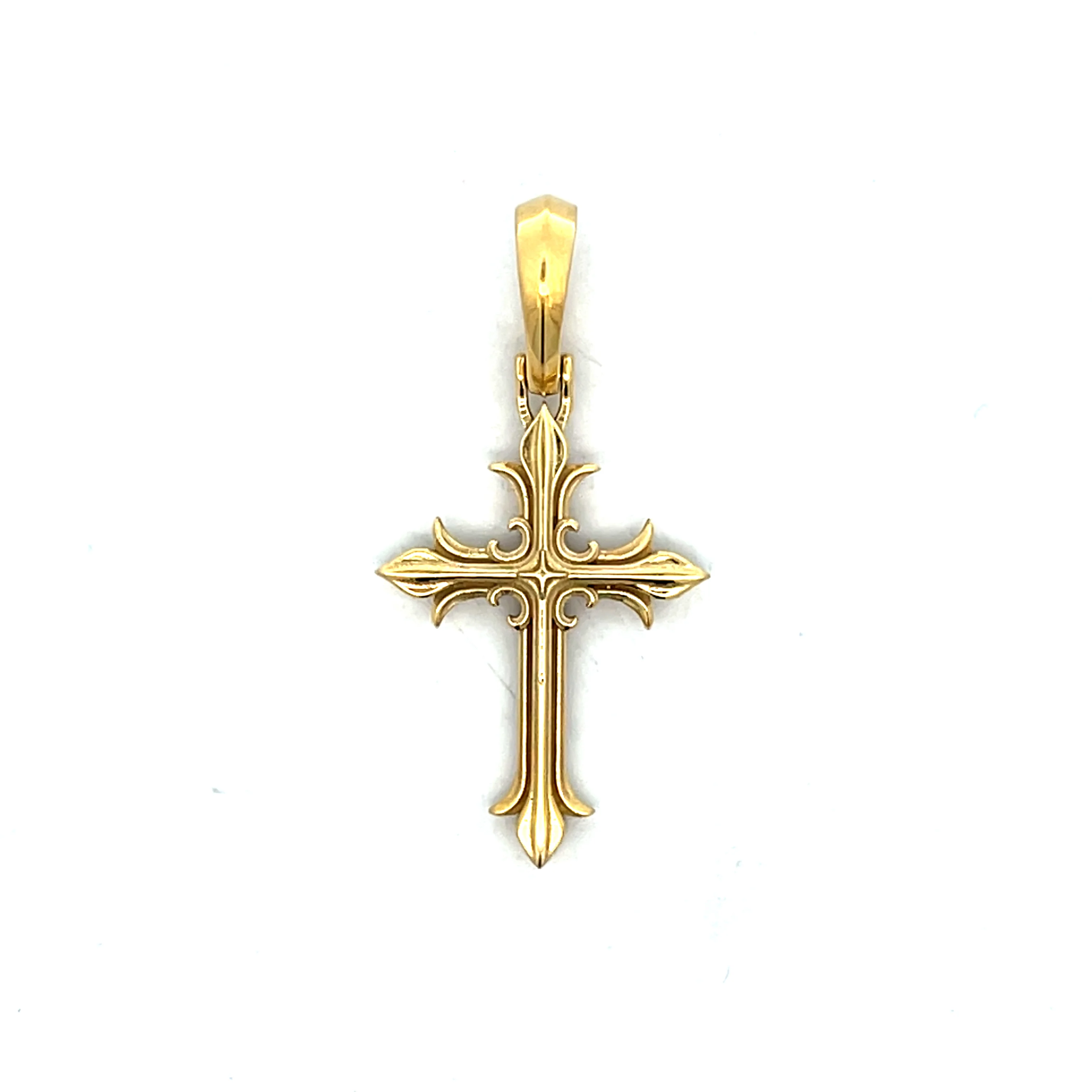 Vintage Mid-Century Cross Pendant in 14k Yellow Gold