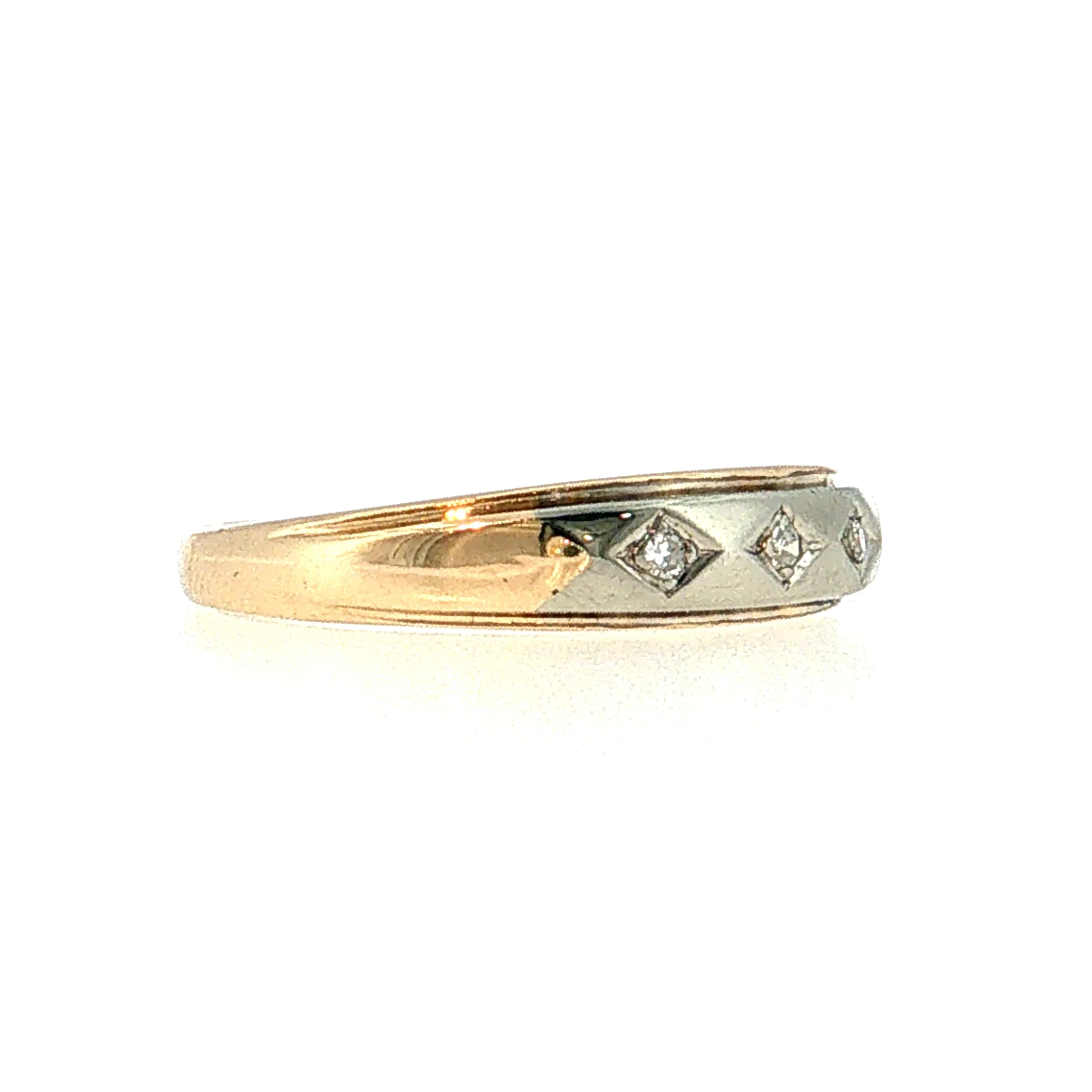 Vintage Mid-Century Diamond Men's Ring 14k Two-Tone - Image 3