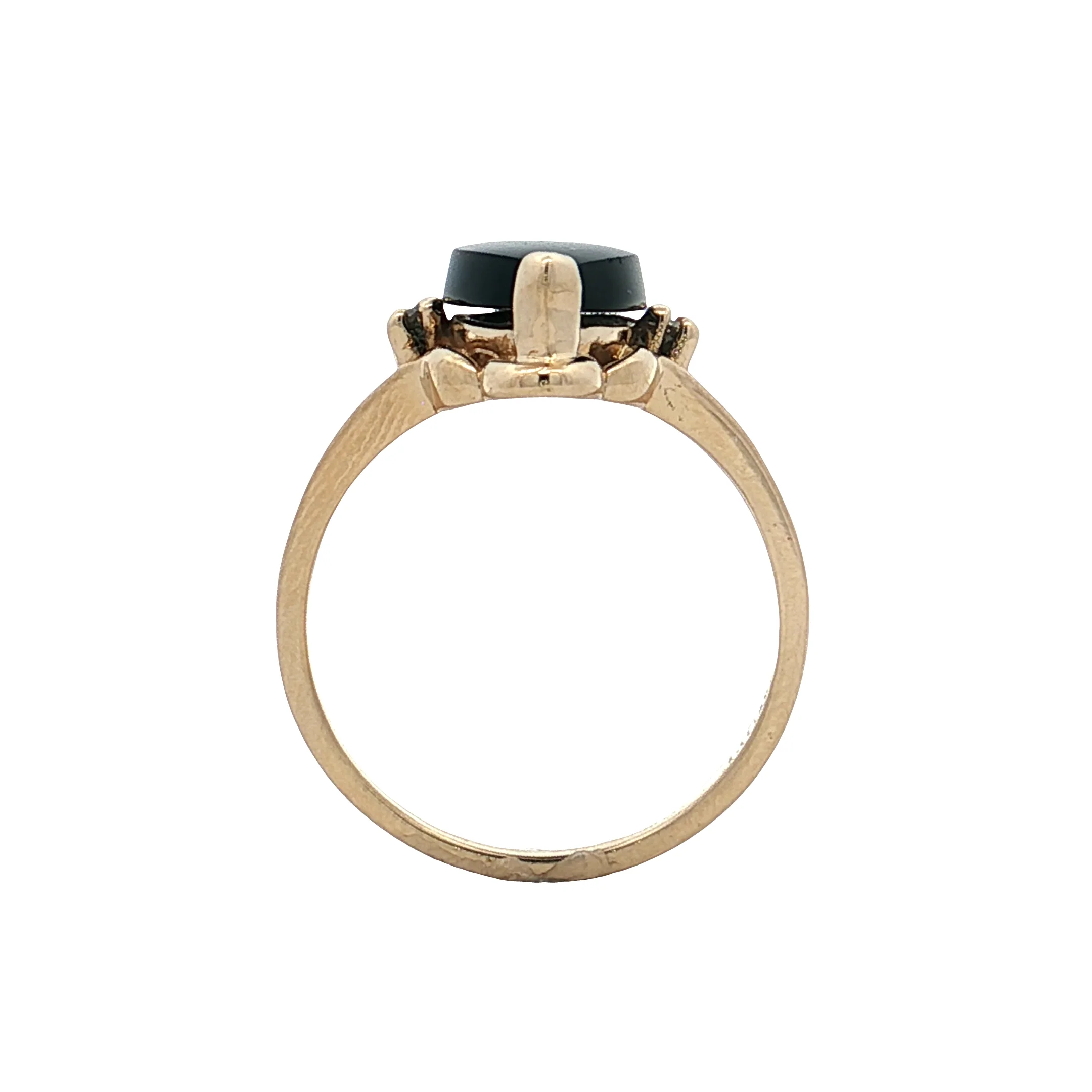 Vintage Mid-Century Diamond & Onyx Navette Ring 14k - Image 4