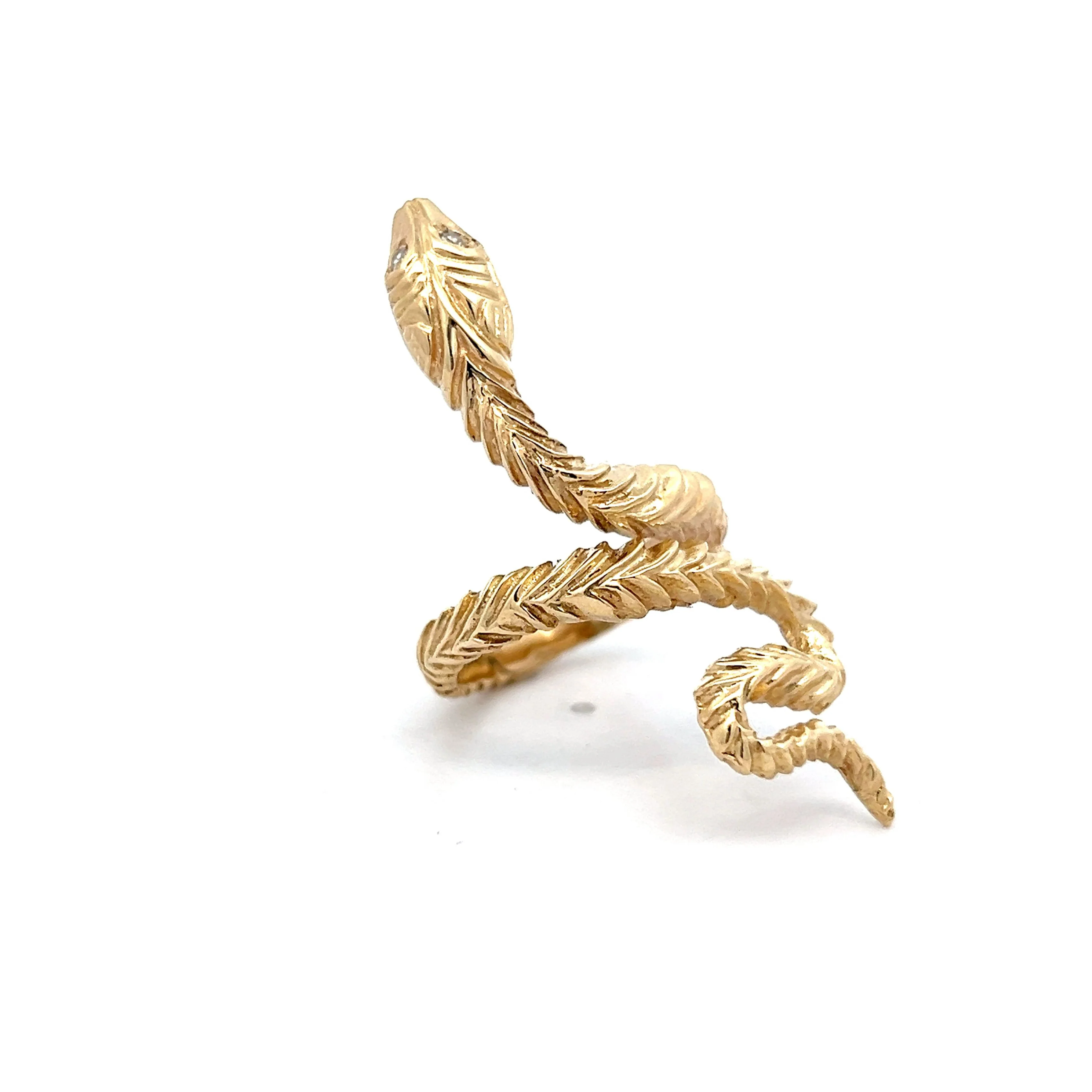 Vintage Mid-Century Diamond Snake Ring in Yellow Gold - Image 2