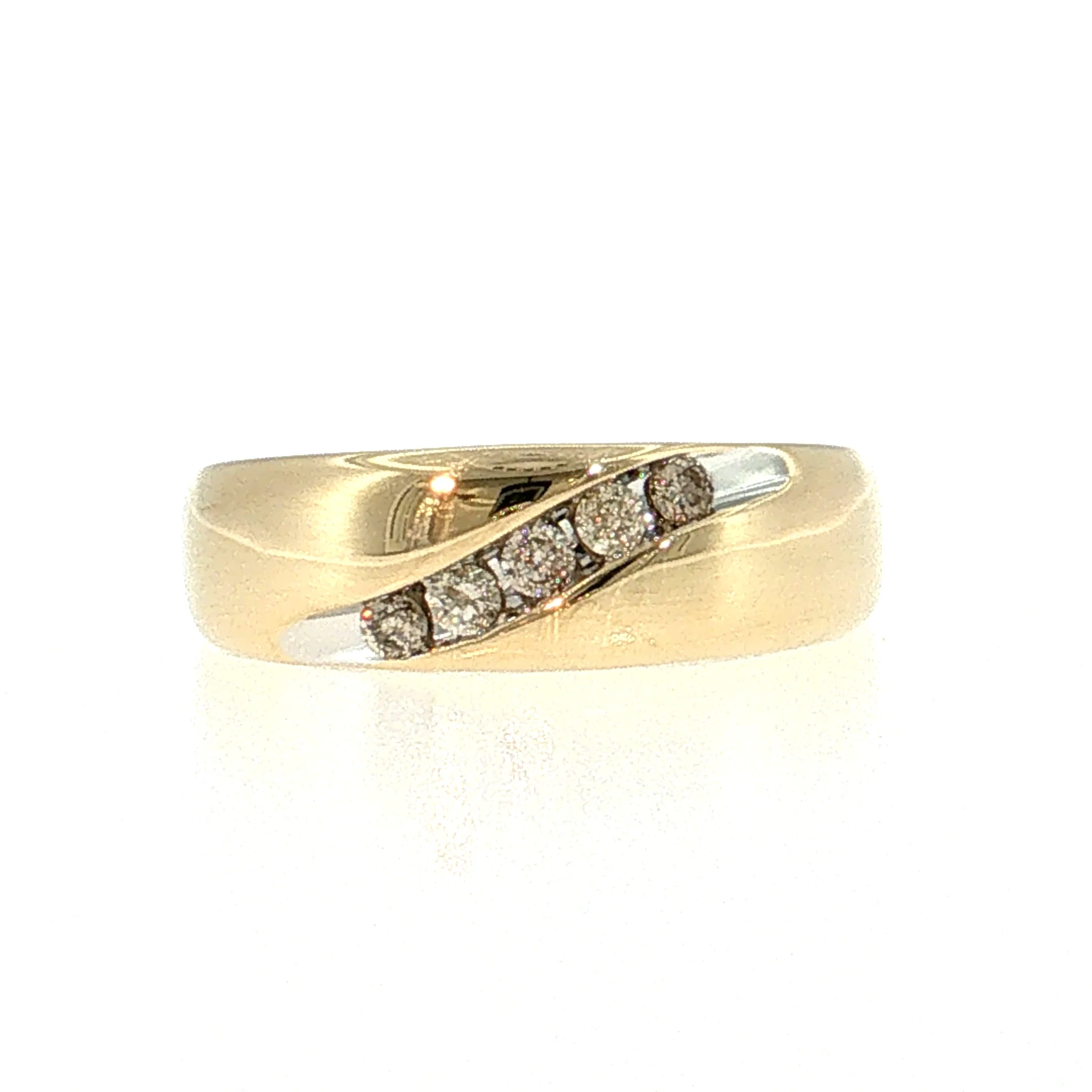 Vintage Mid-Century Diamond Wedding Band 10k Yellow Gold