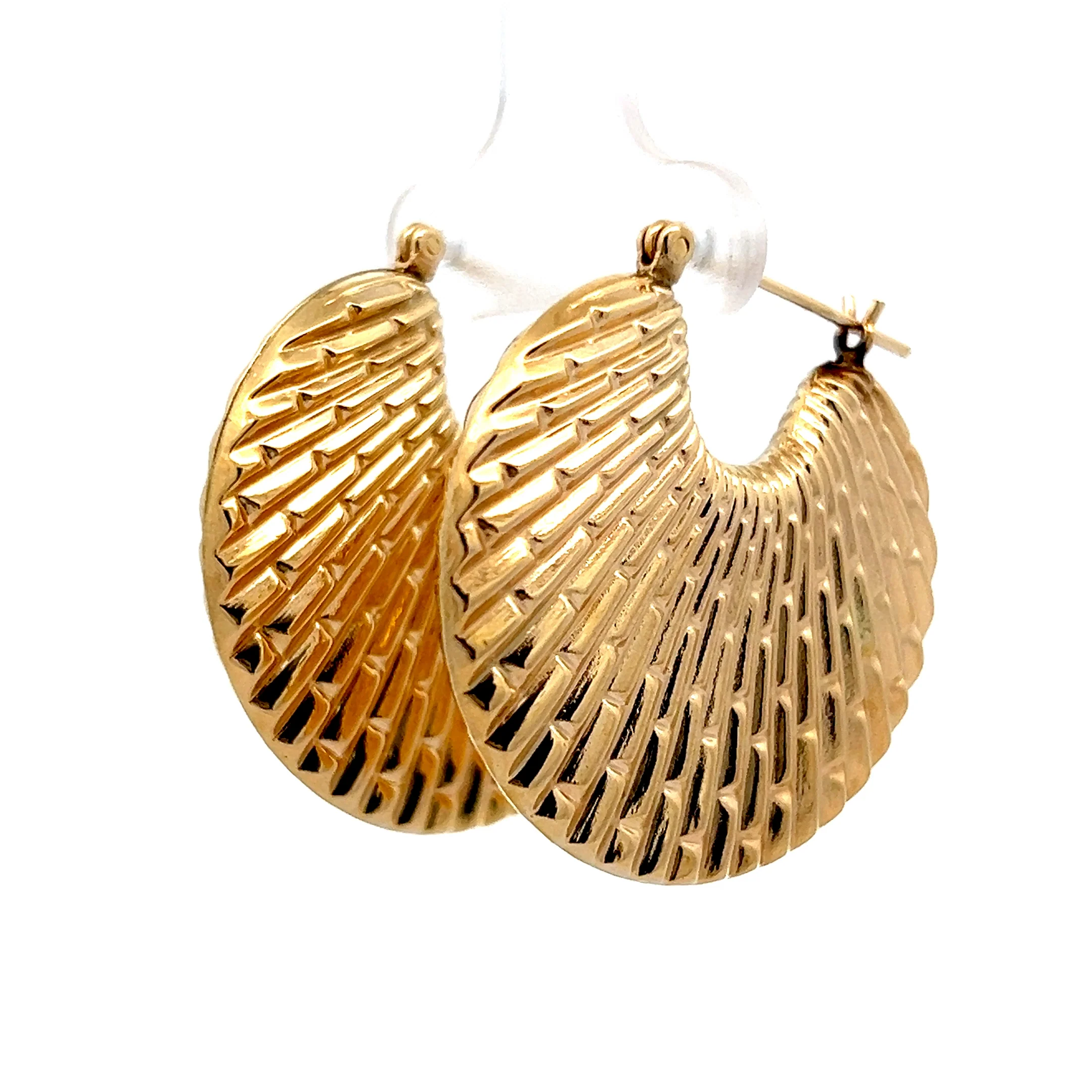 Vintage Mid-Century Disc Hoop Earrings in 14k - Image 2