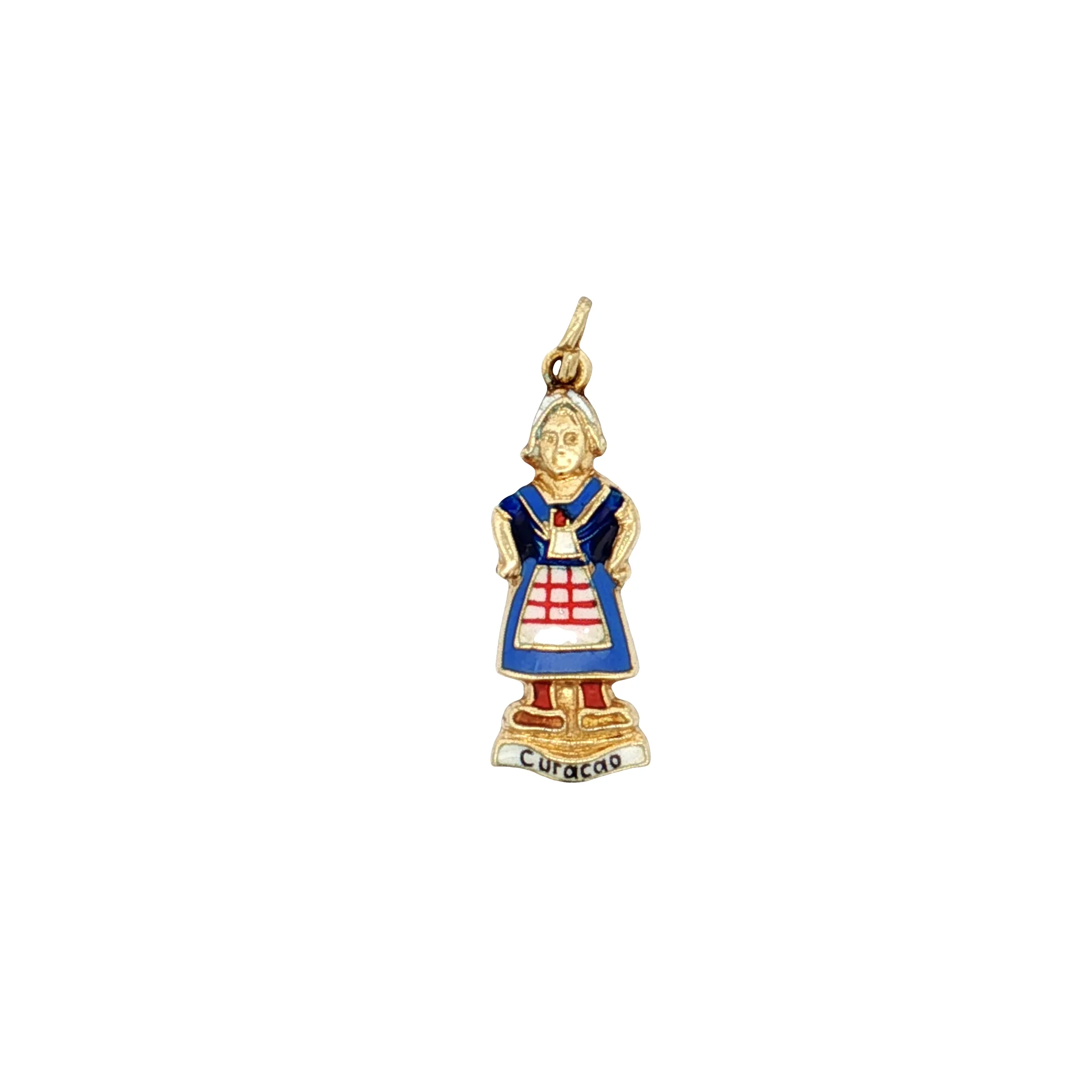 Vintage Mid-Century Curaçao Woman Charm 14k