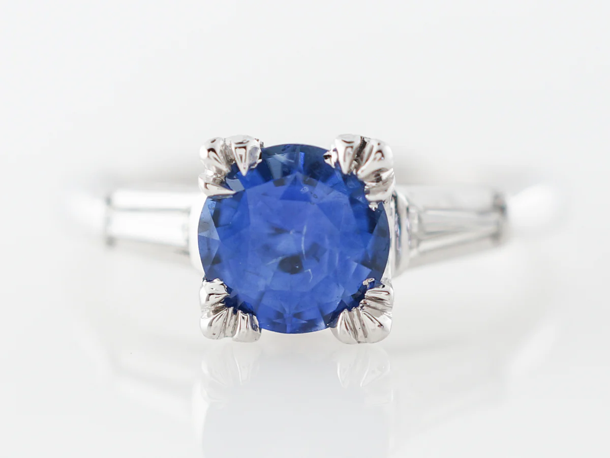 Vintage Mid-Century Engagement Ring w/ Sapphire and Diamonds