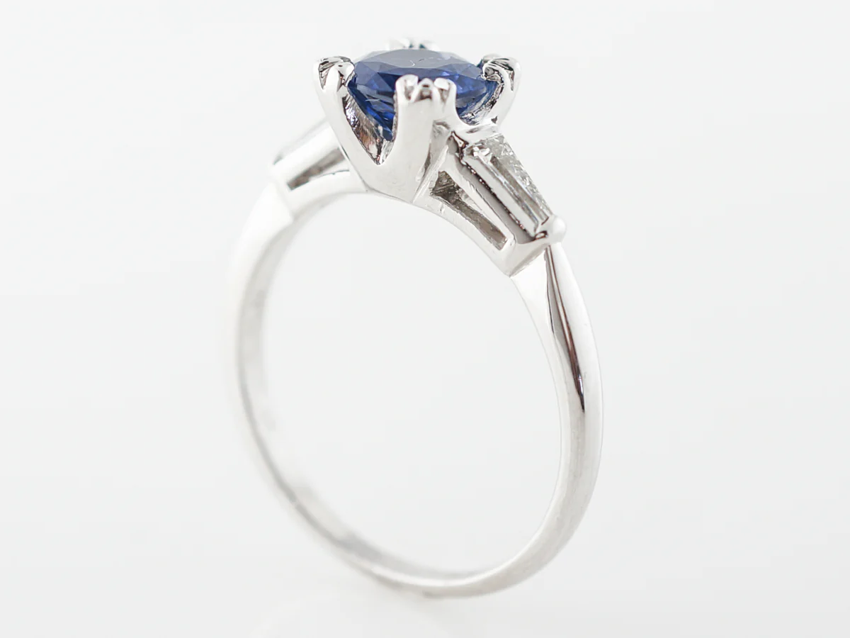 Vintage Mid-Century Engagement Ring w/ Sapphire and Diamonds - Image 5