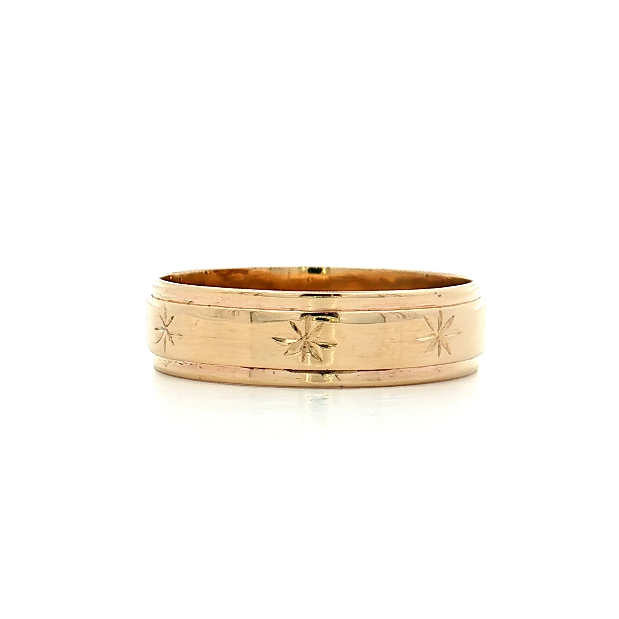 Vintage Mid-Century Engraved Men's Wedding Band 14k - Image 2