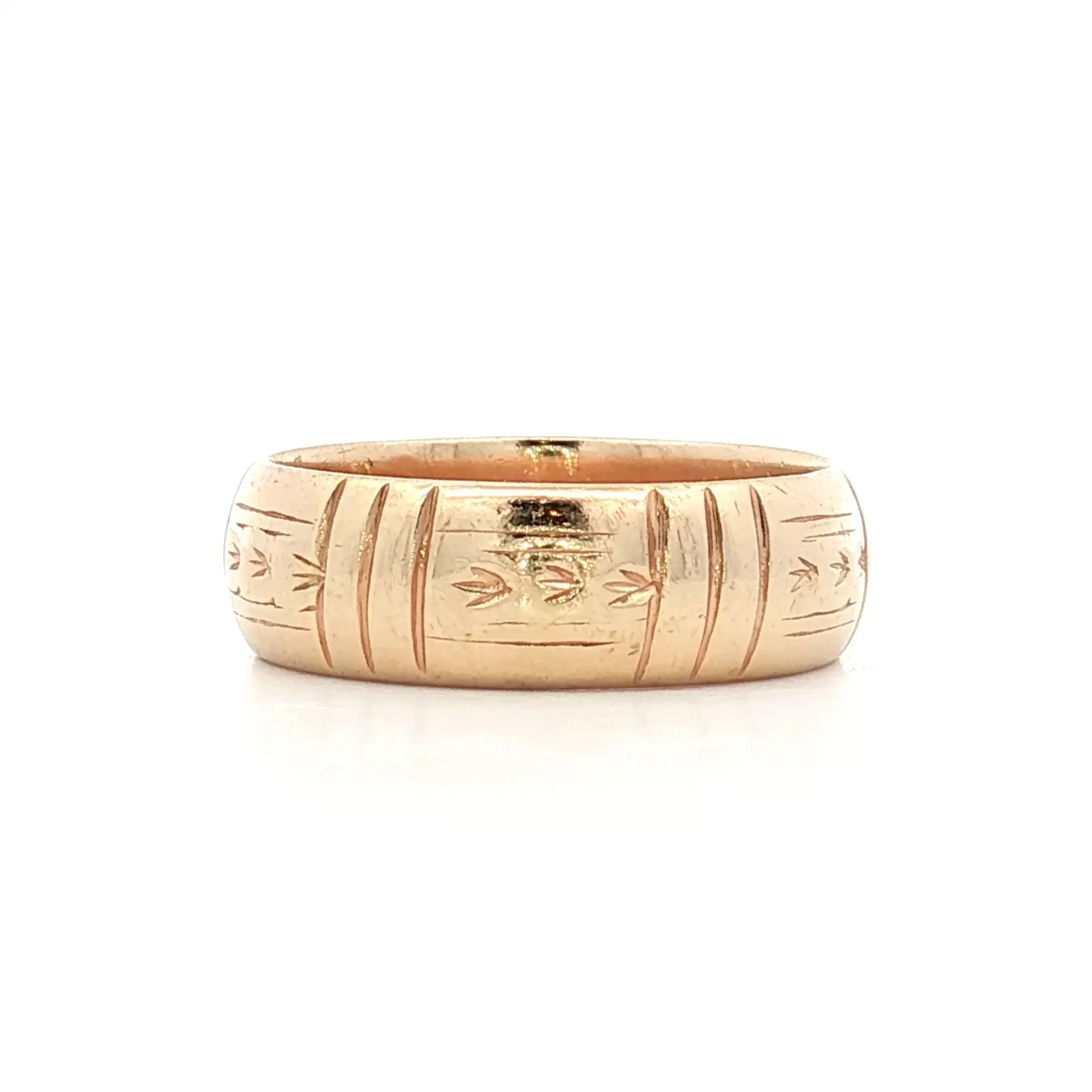 Vintage Mid-Century Engraved Wedding Band 14k Yellow Gold