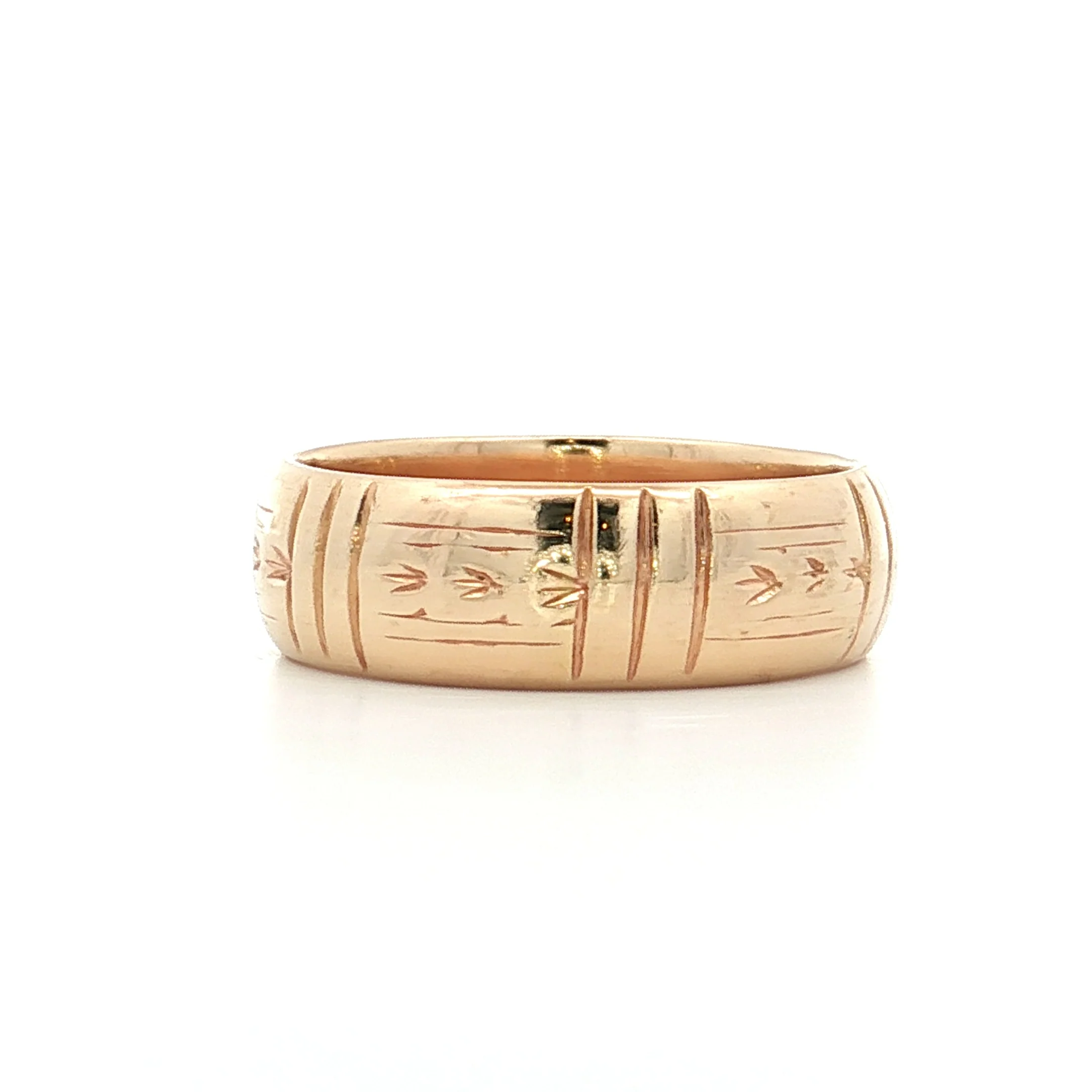 Vintage Mid-Century Engraved Wedding Band 14k Yellow Gold - Image 2