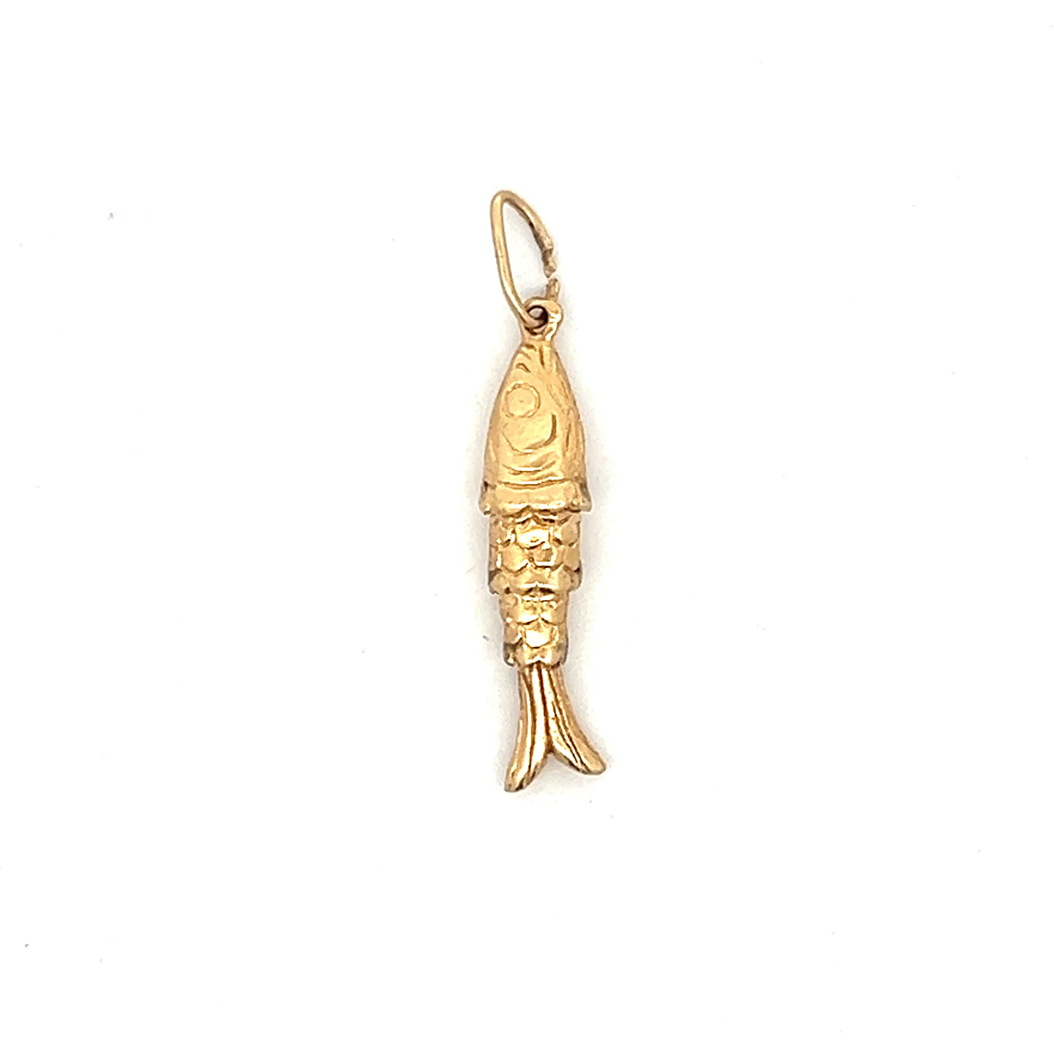 Vintage Mid-Century Fish Charm in 14k Yellow Gold - Image 2