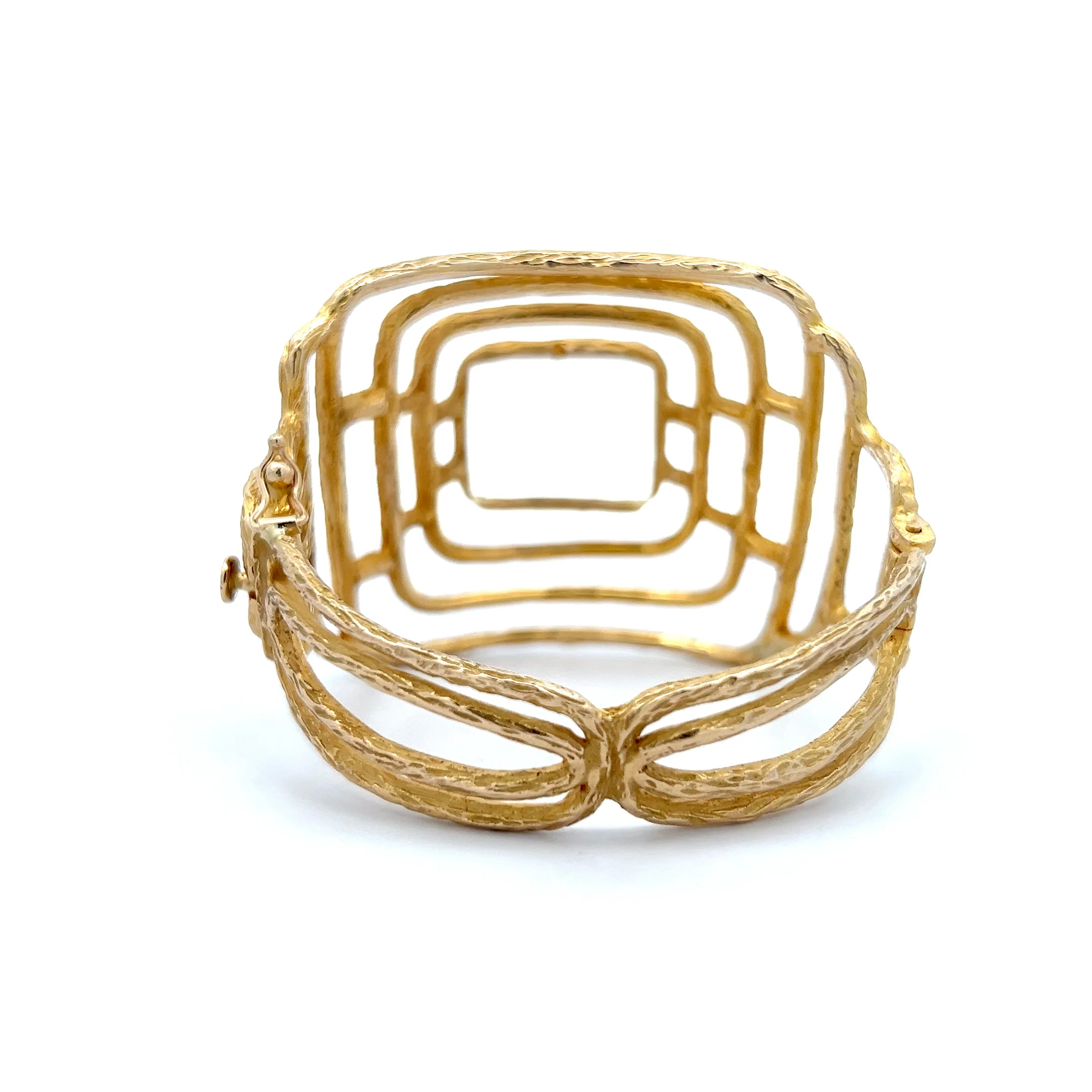 Vintage Mid-Century Geometric Cuff Bracelet 14k Yellow Gold - Image 4