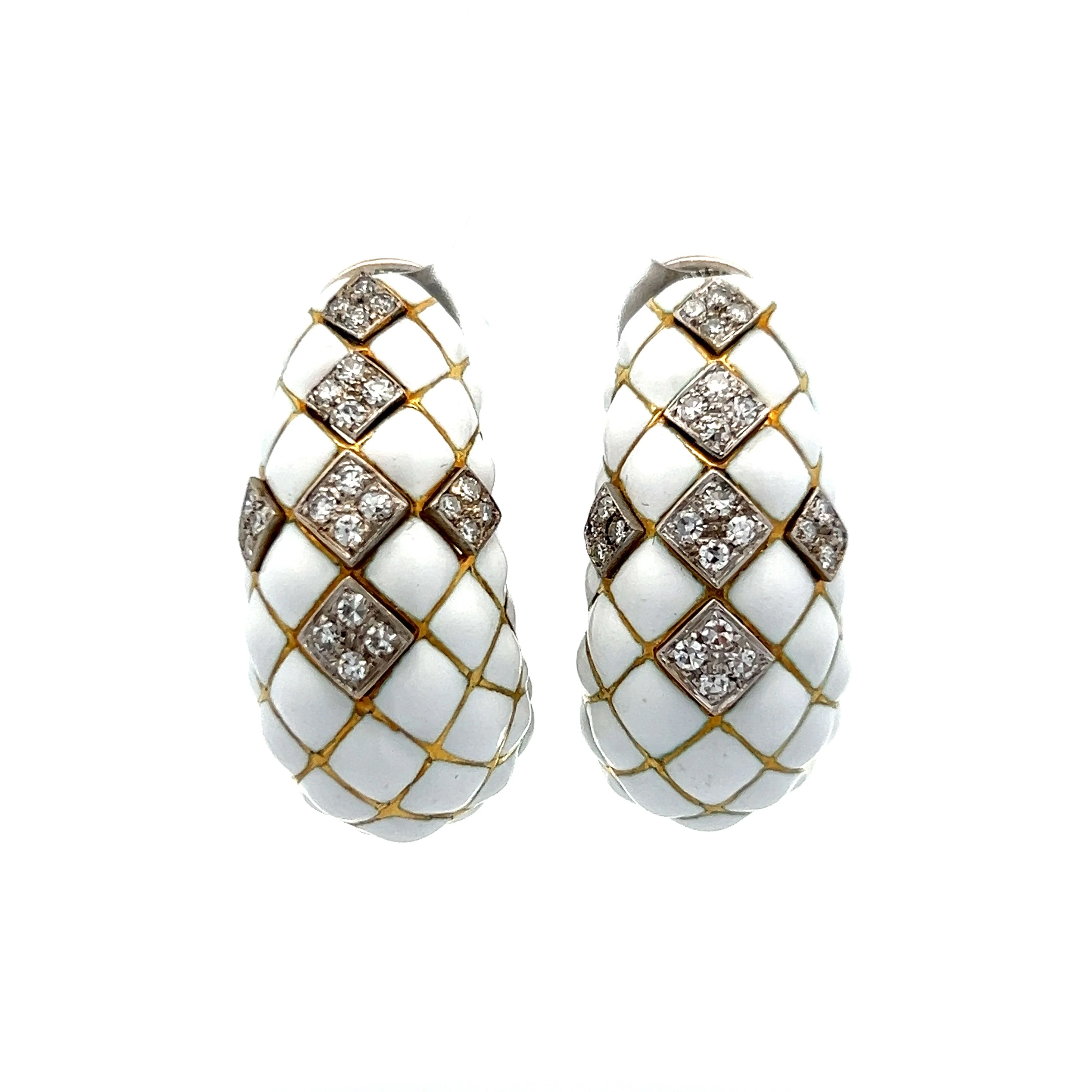 Vintage Mid-Century Hoop Earrings in Yellow Gold