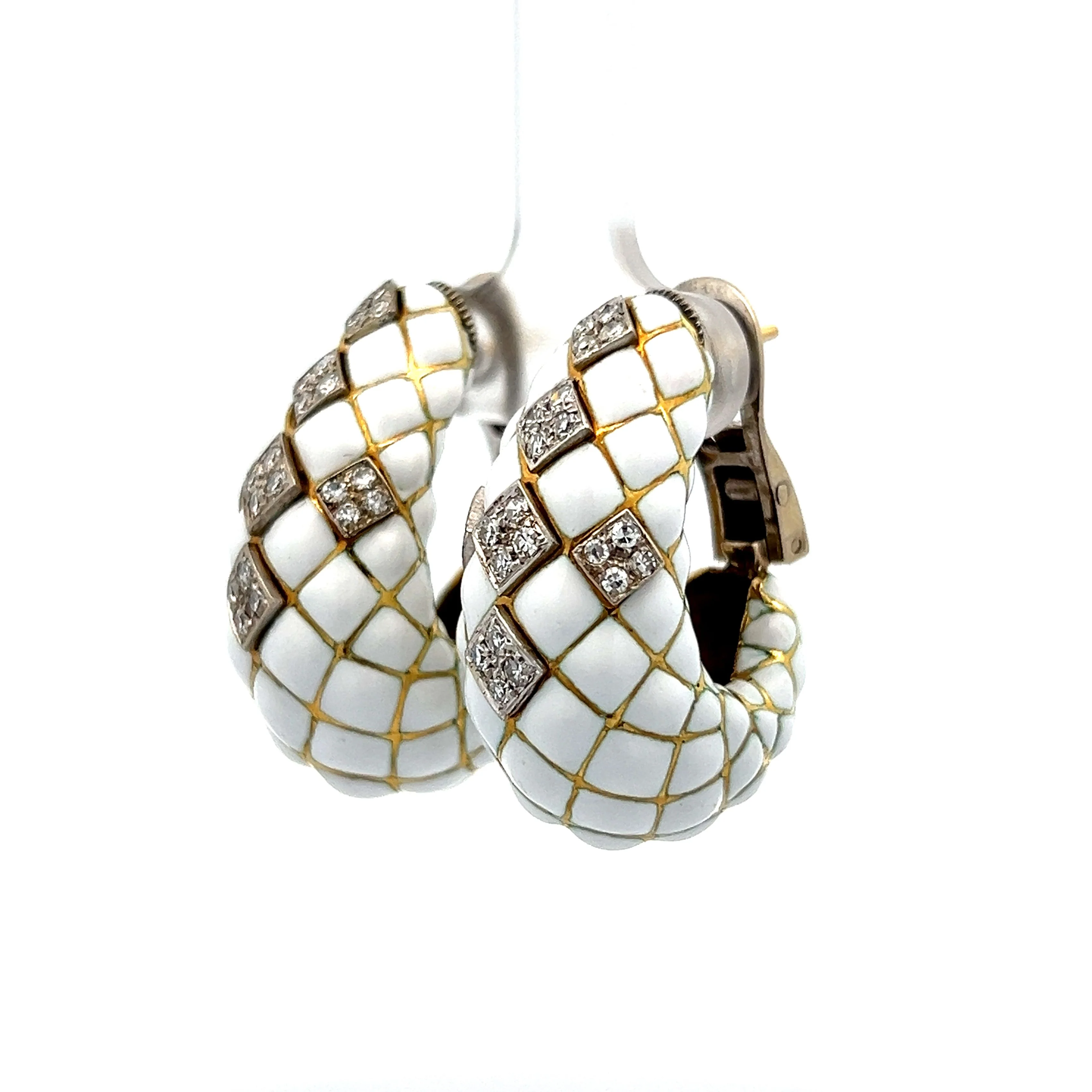 Vintage Mid-Century Hoop Earrings in Yellow Gold - Image 2