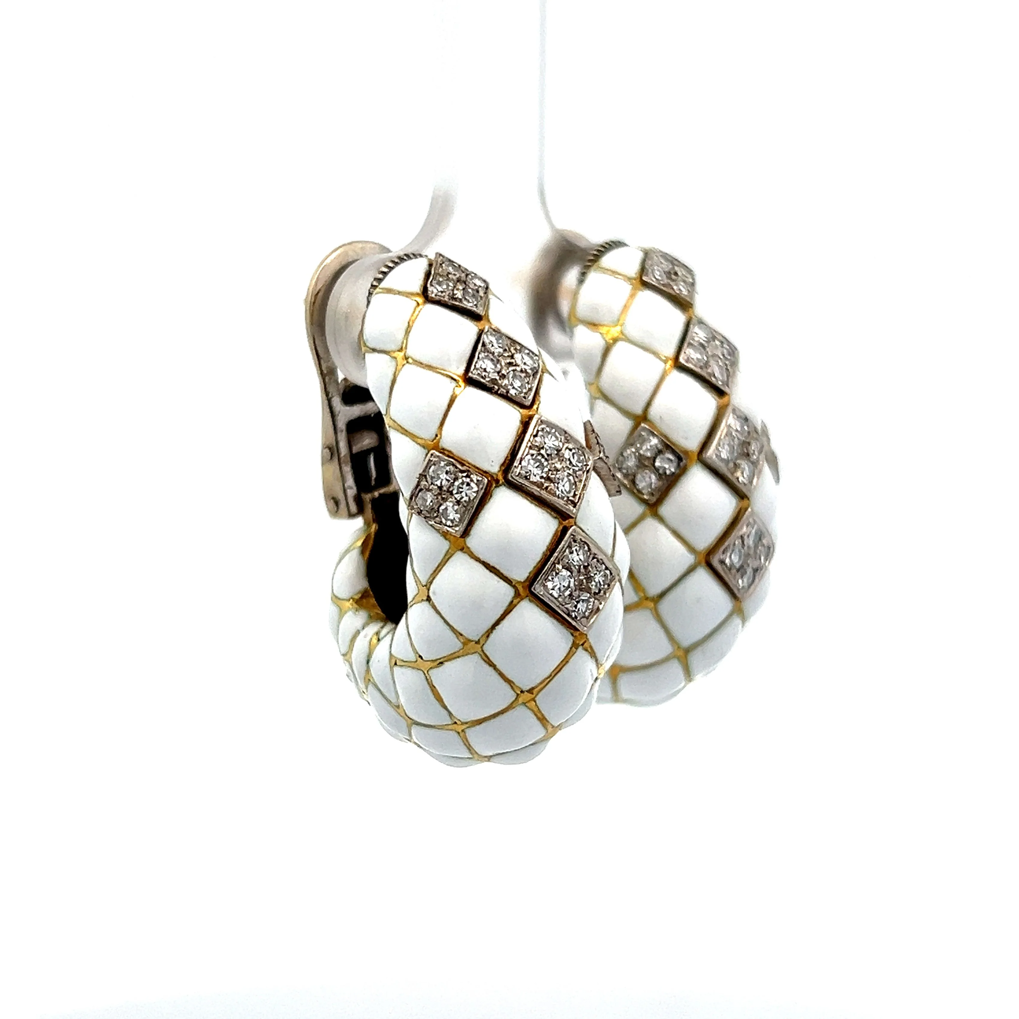 Vintage Mid-Century Hoop Earrings in Yellow Gold - Image 3