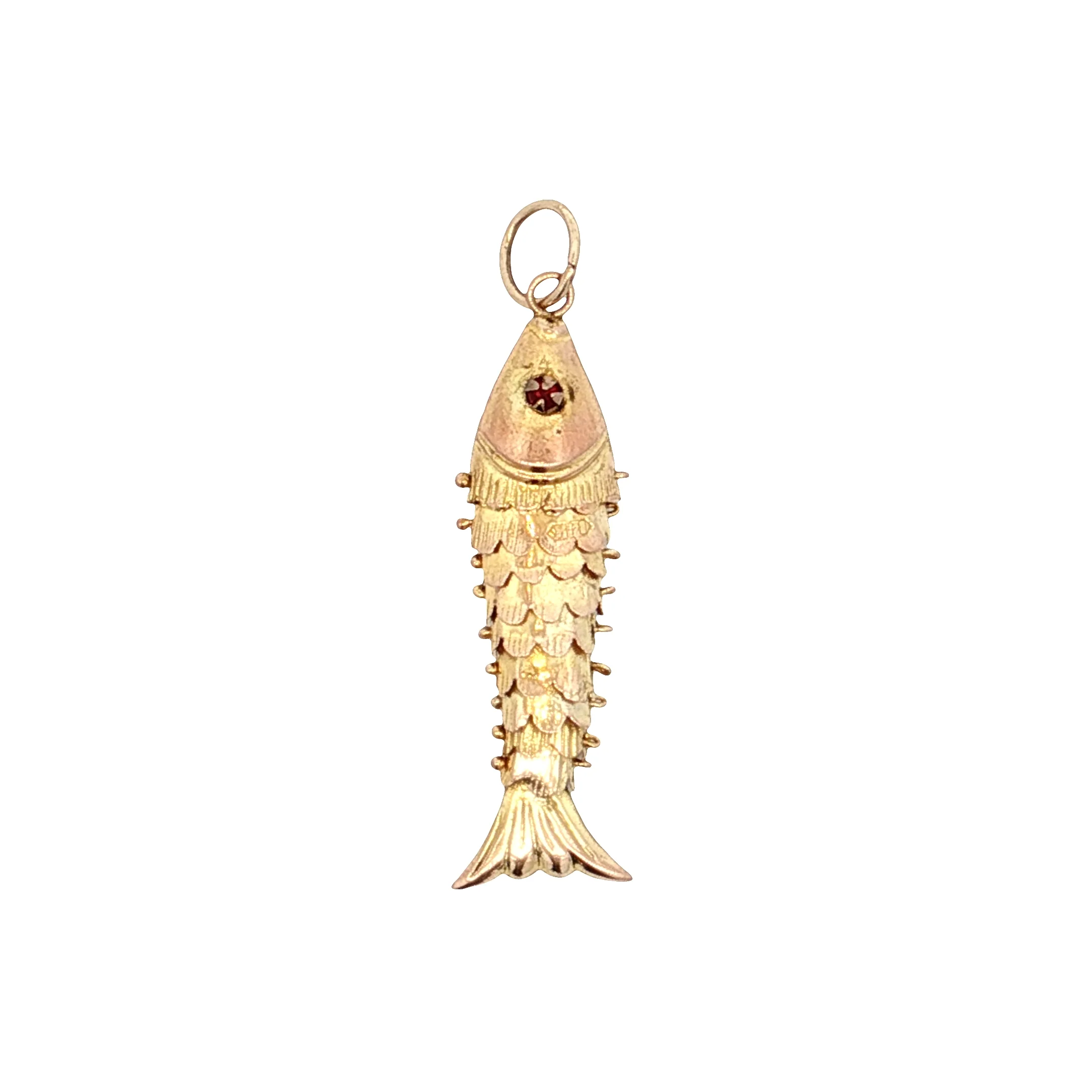 Vintage Mid-Century Koi Fish Pendant 14k Yellow Gold - Image 2