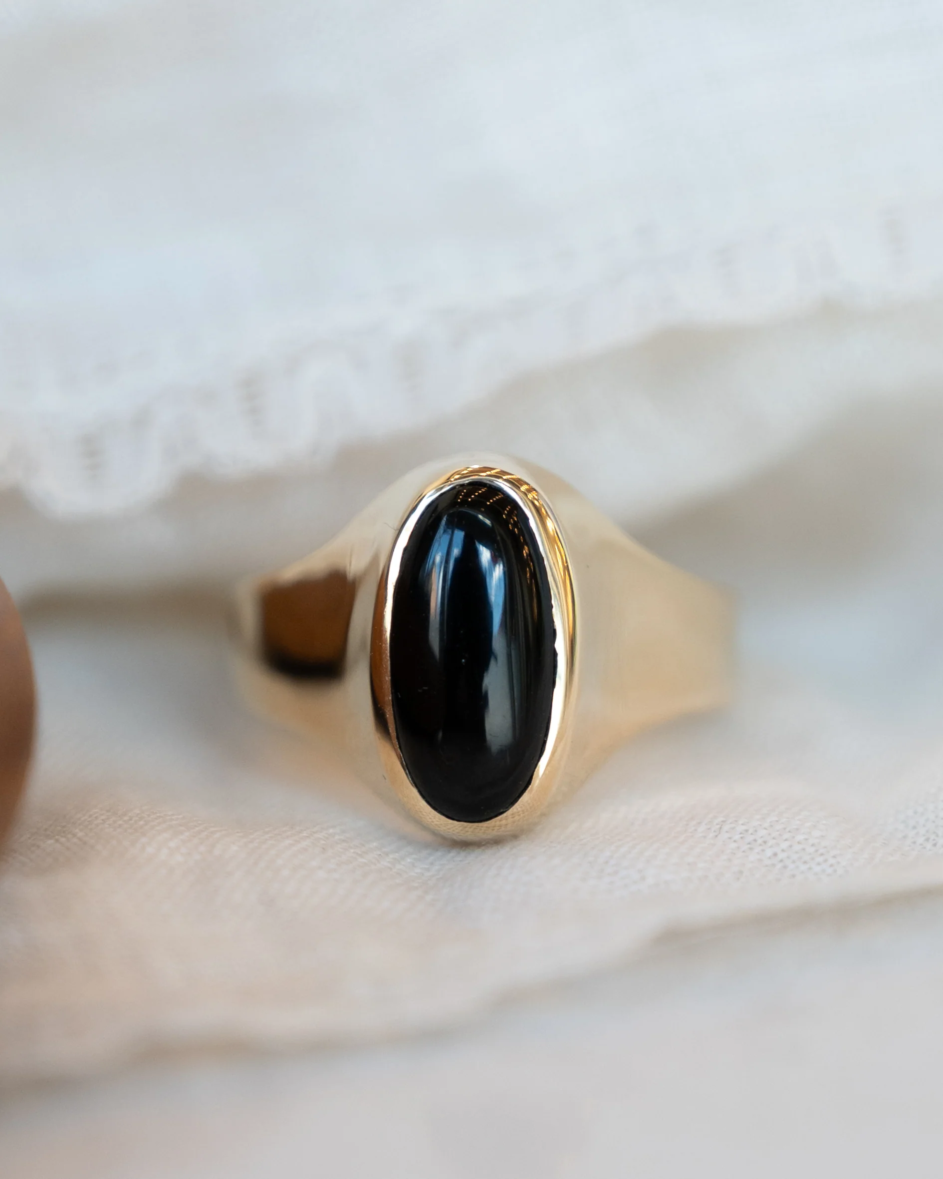 Vintage Mid-Century Onyx Men's Ring 14k - Image 6