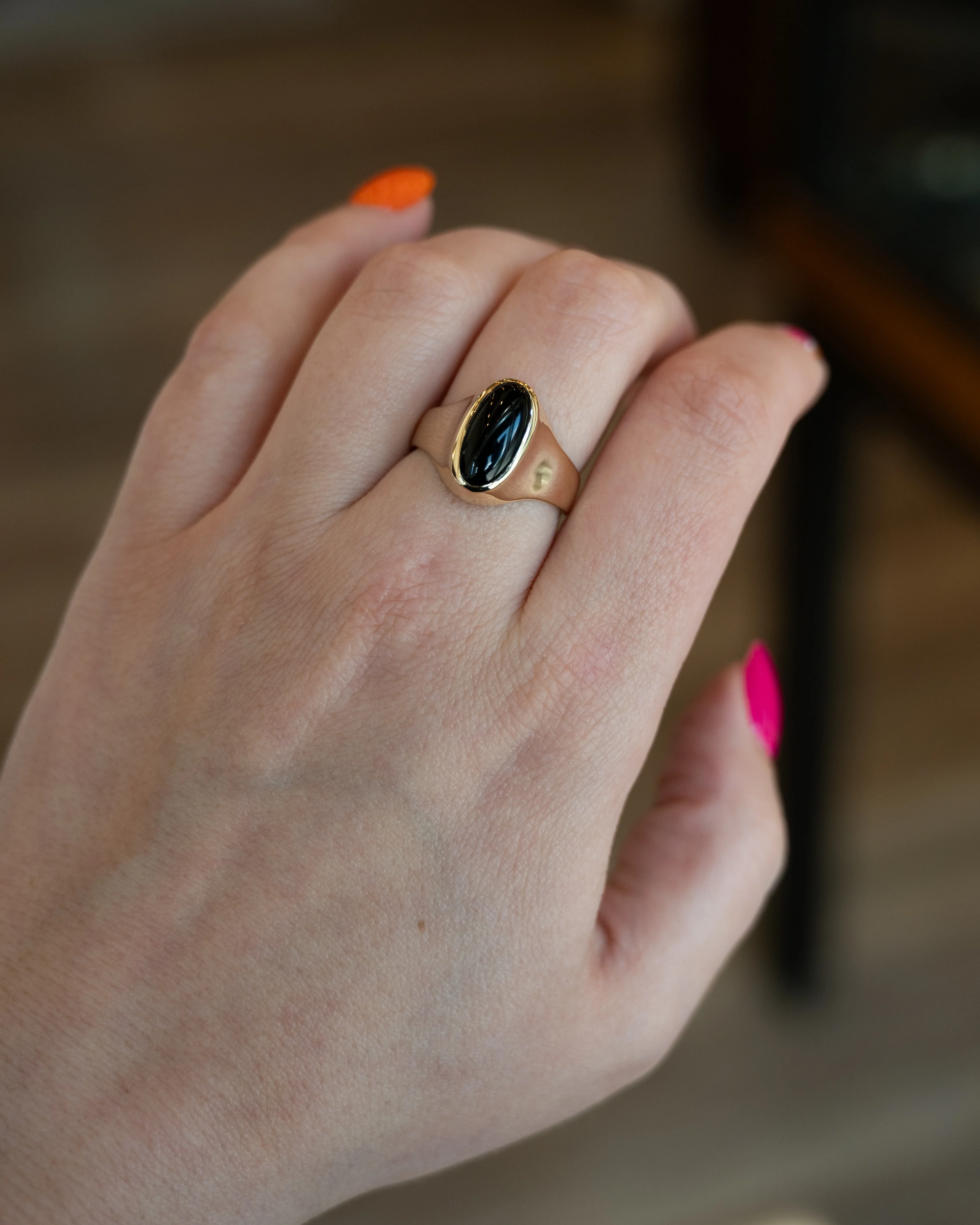 Vintage Mid-Century Onyx Men's Ring 14k - Image 7