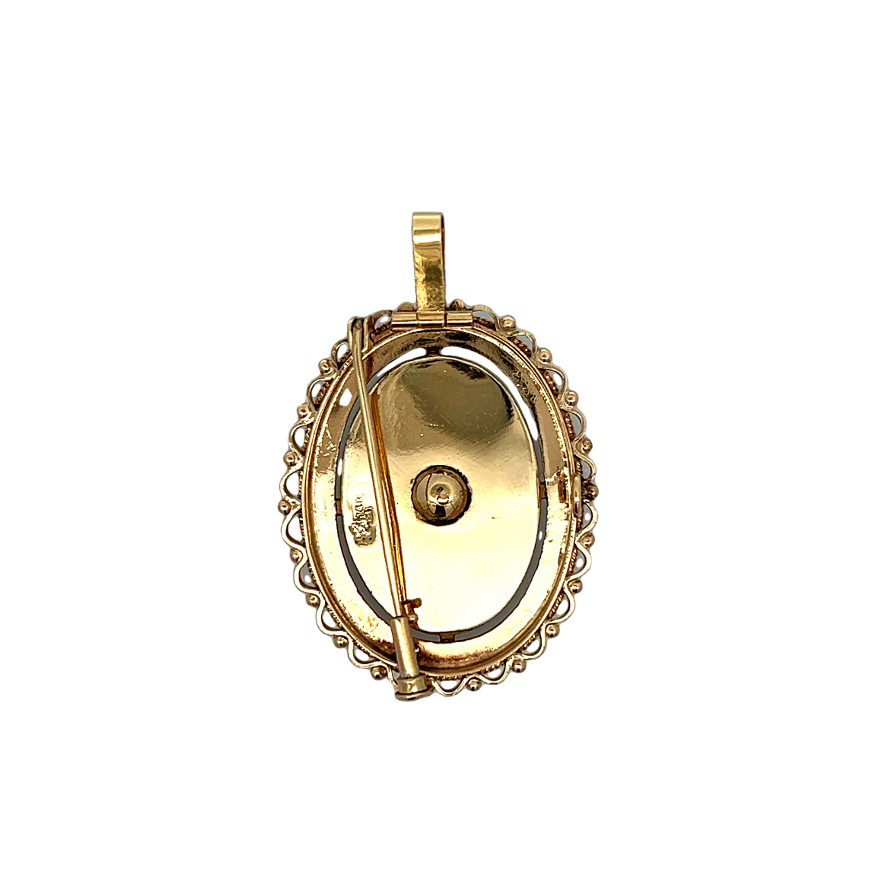 Vintage Mid-Century Sapphire & Pearl Pendant in 14k - Image 2