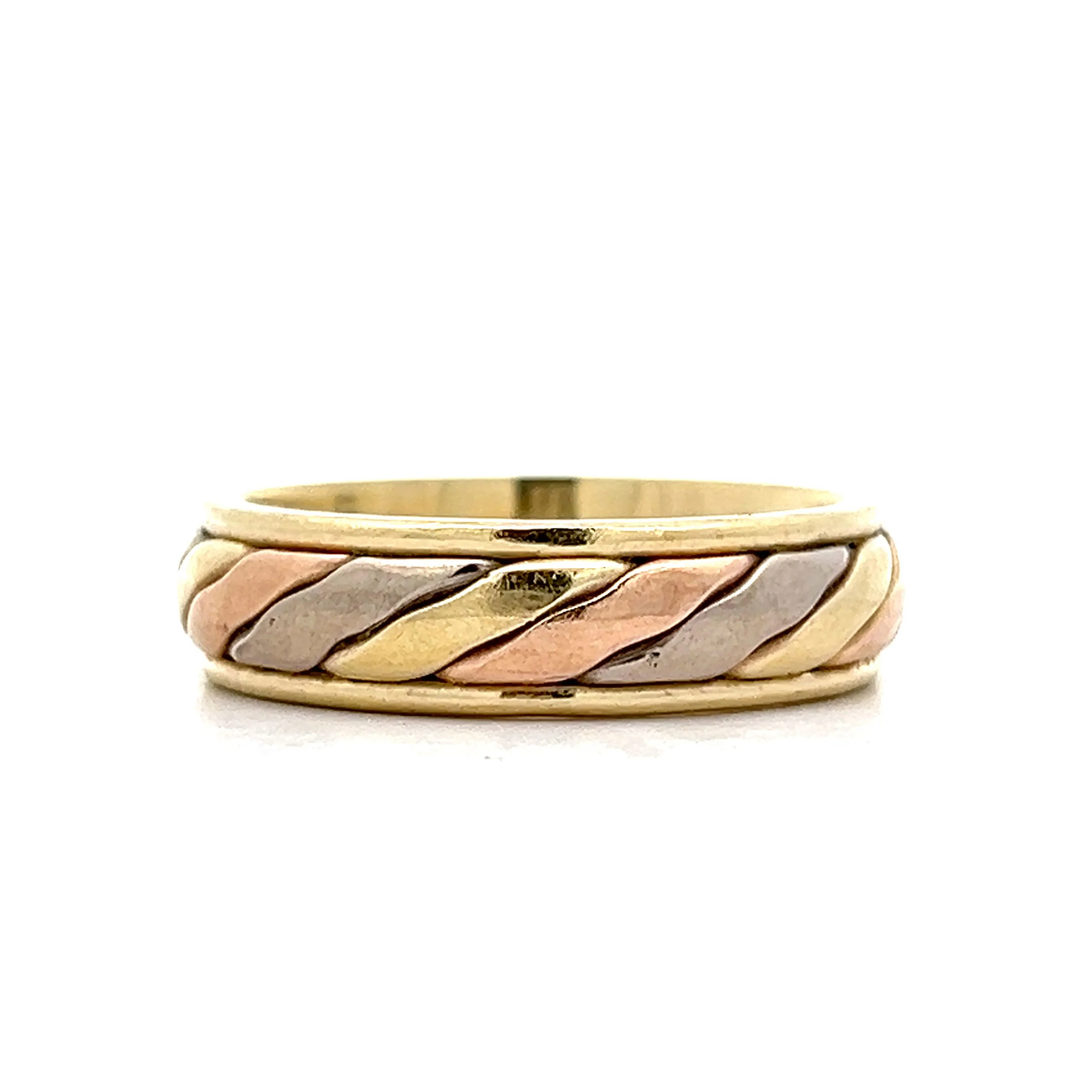 Vintage Mid-Century Tri-Tone Wedding Band in 14k