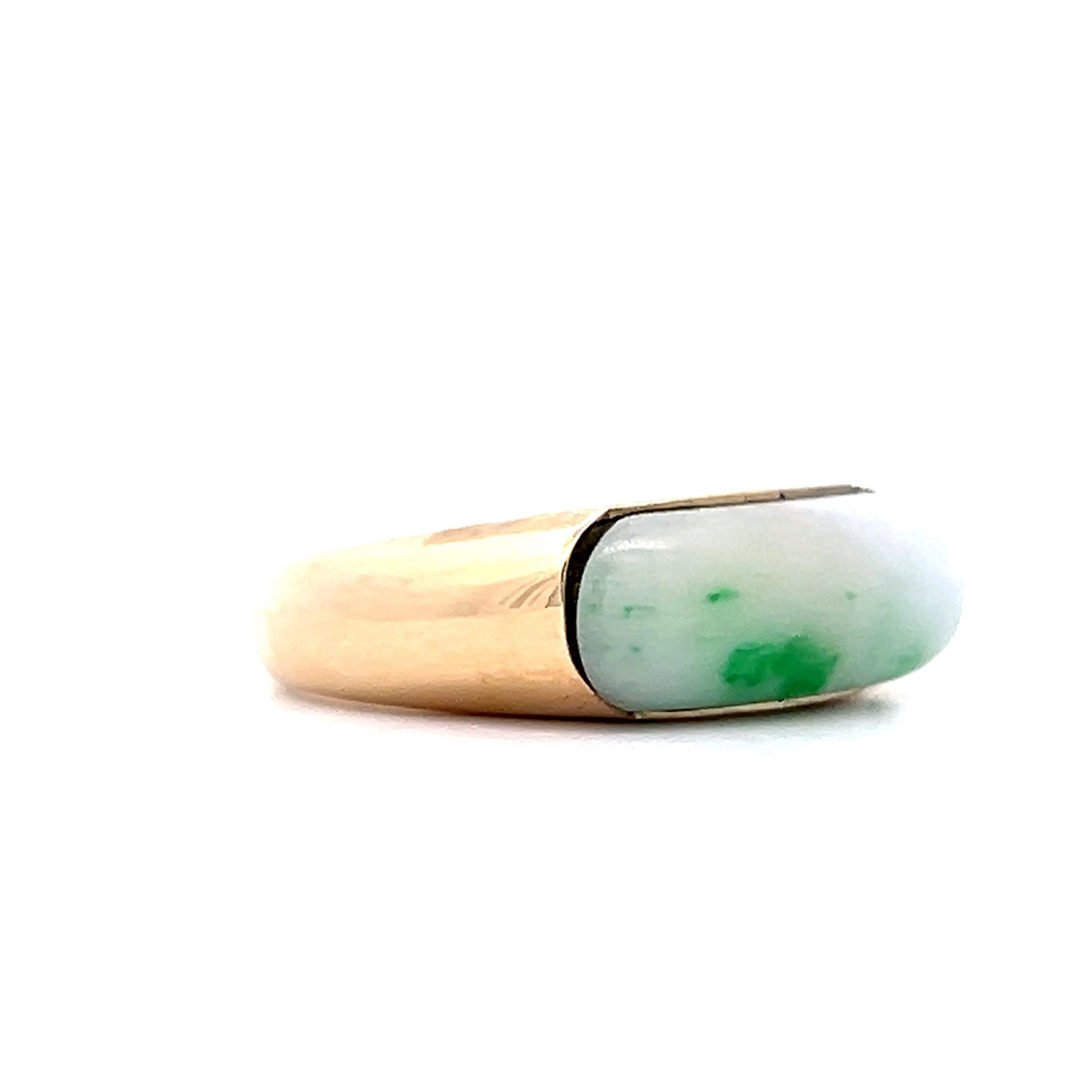 Vintage Moss on Snow Jadeite Ring in 14k Yellow Gold - Image 3