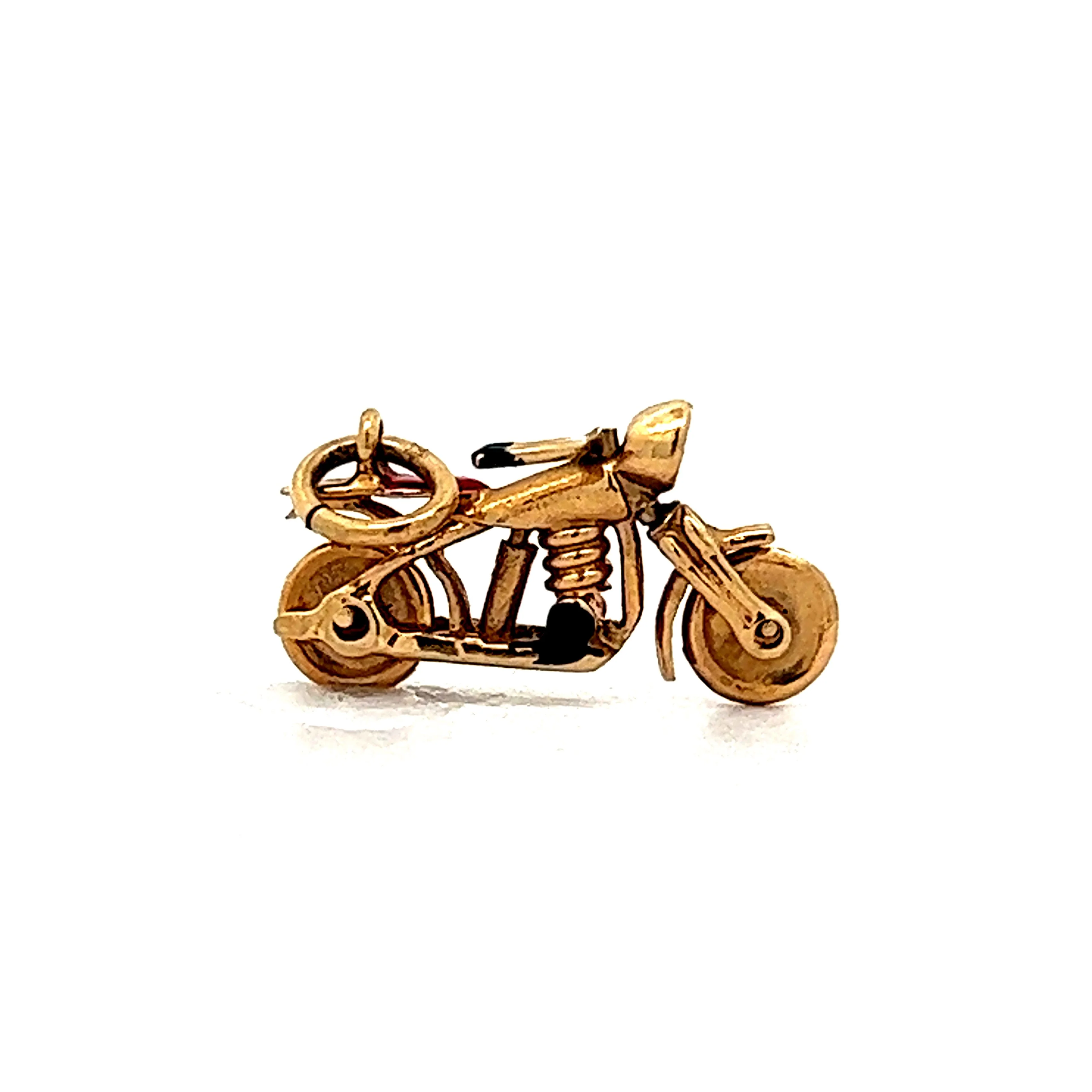 Vintage Motorcycle Charm in 14k Yellow Gold - Image 2