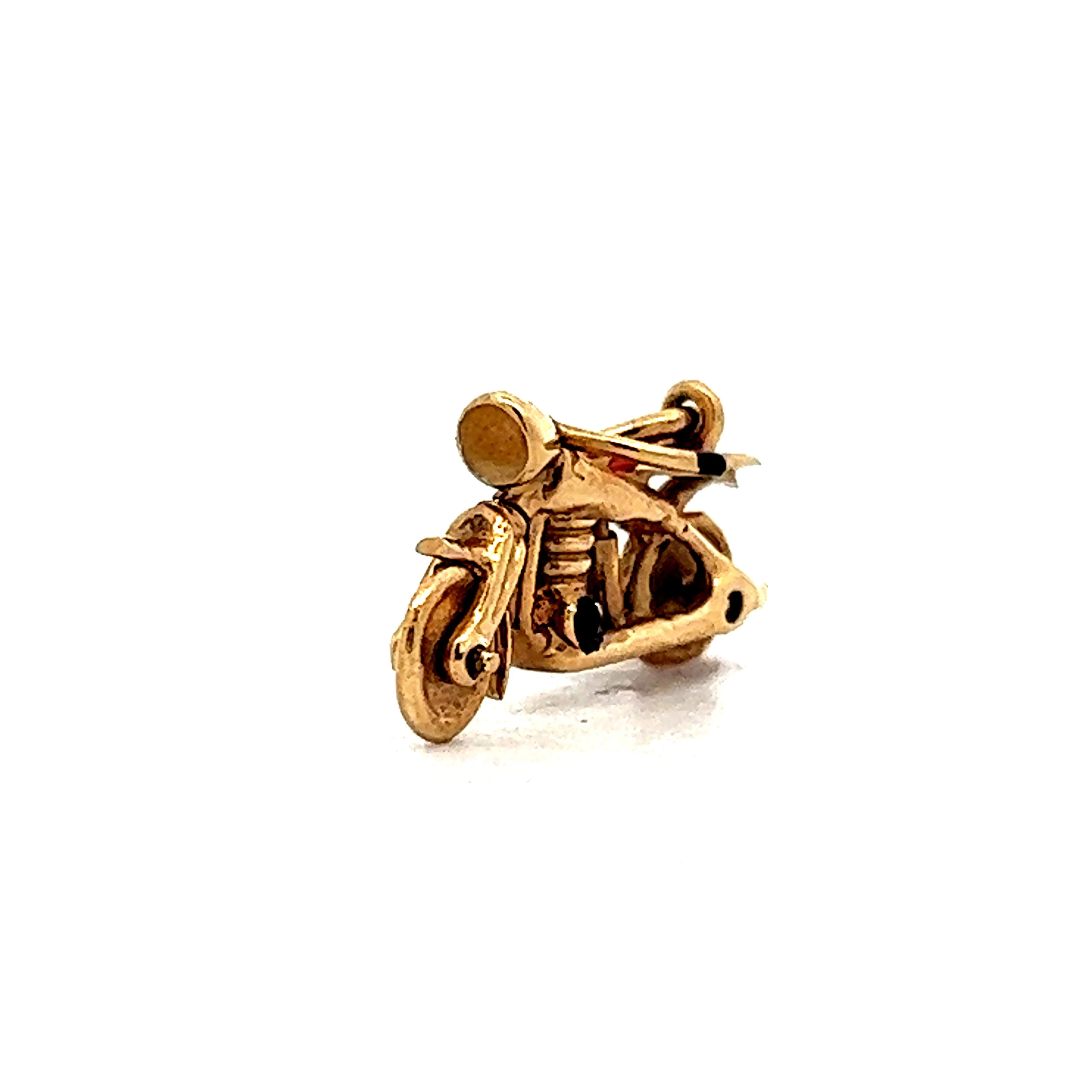 Vintage Motorcycle Charm in 14k Yellow Gold - Image 3