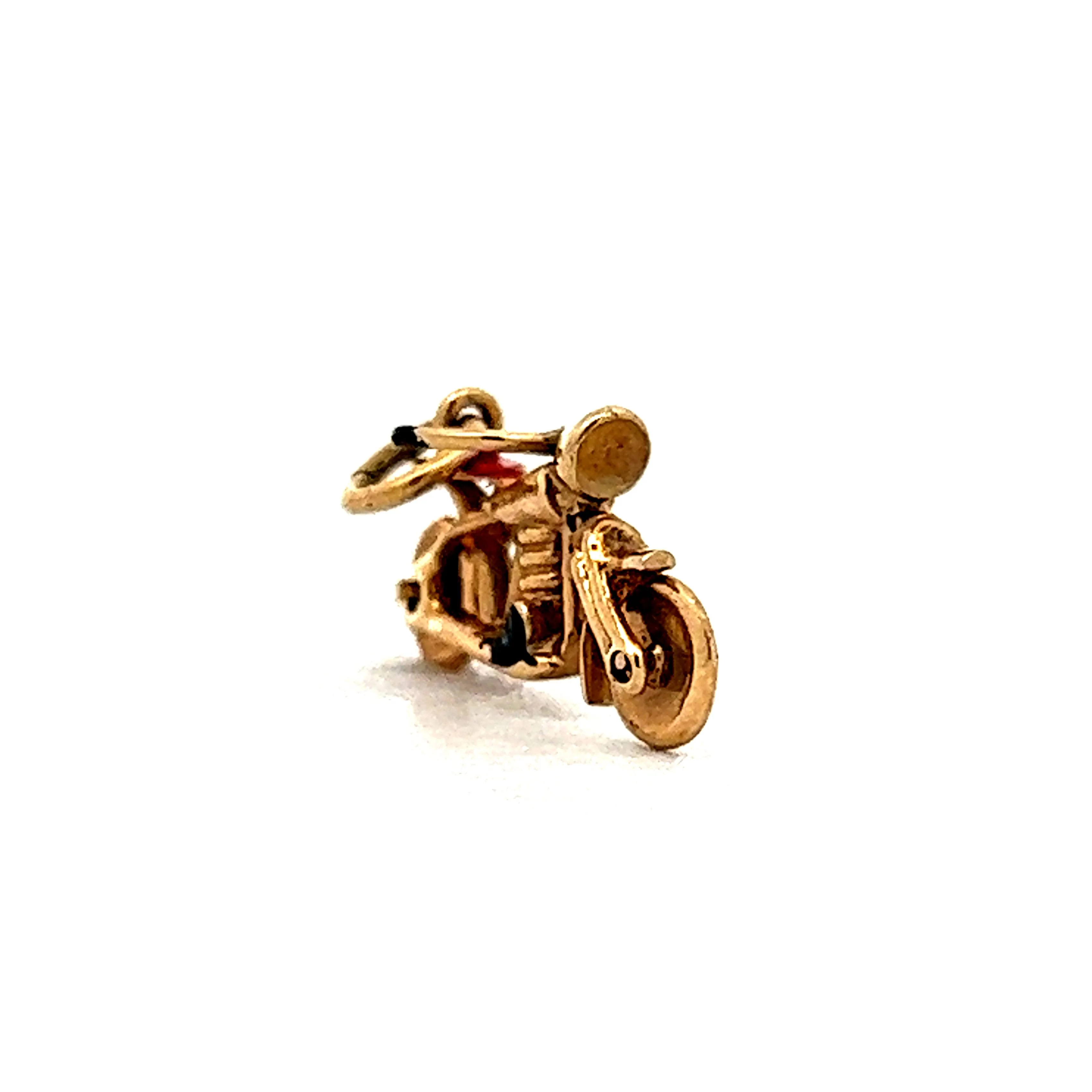 Vintage Motorcycle Charm in 14k Yellow Gold - Image 4