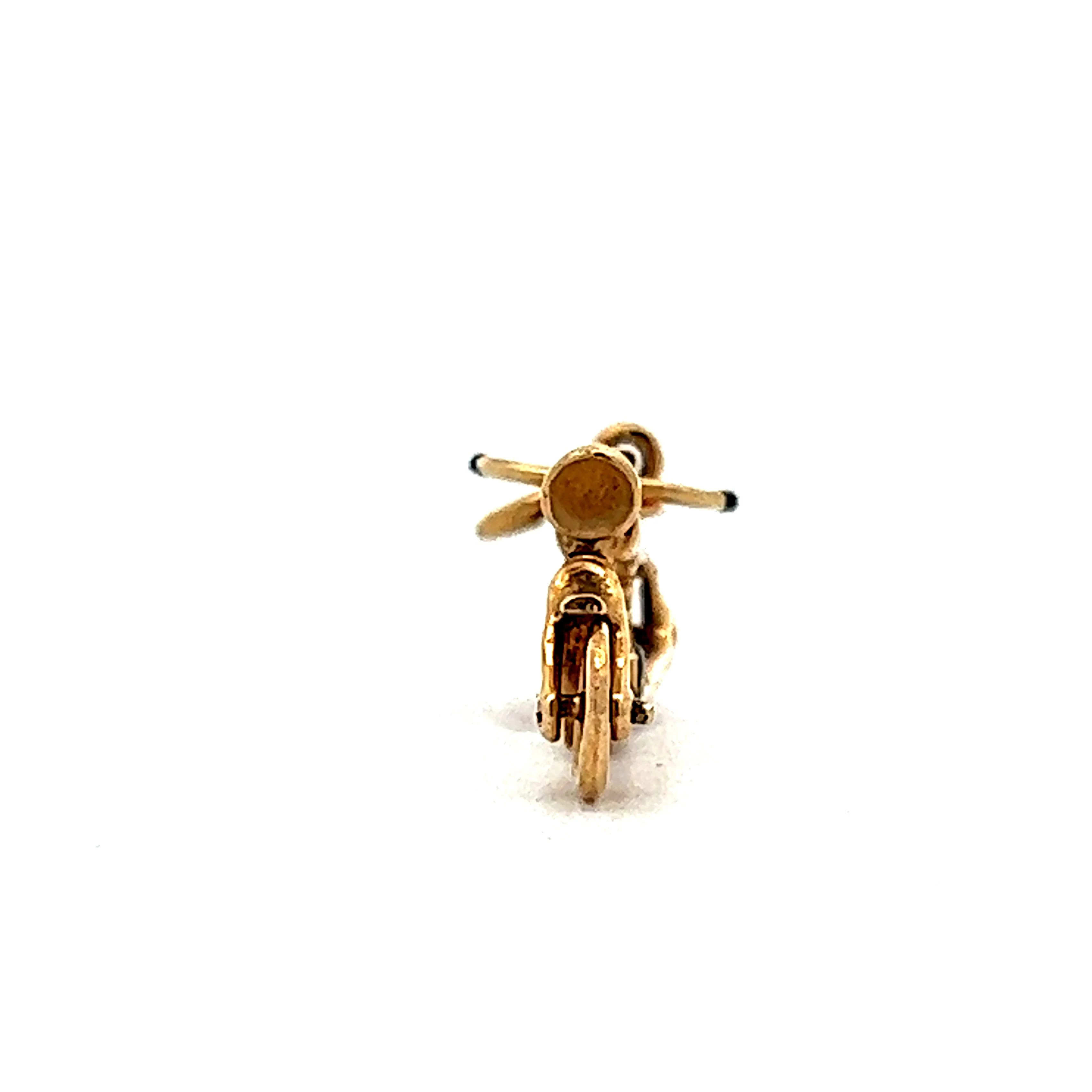 Vintage Motorcycle Charm in 14k Yellow Gold - Image 5